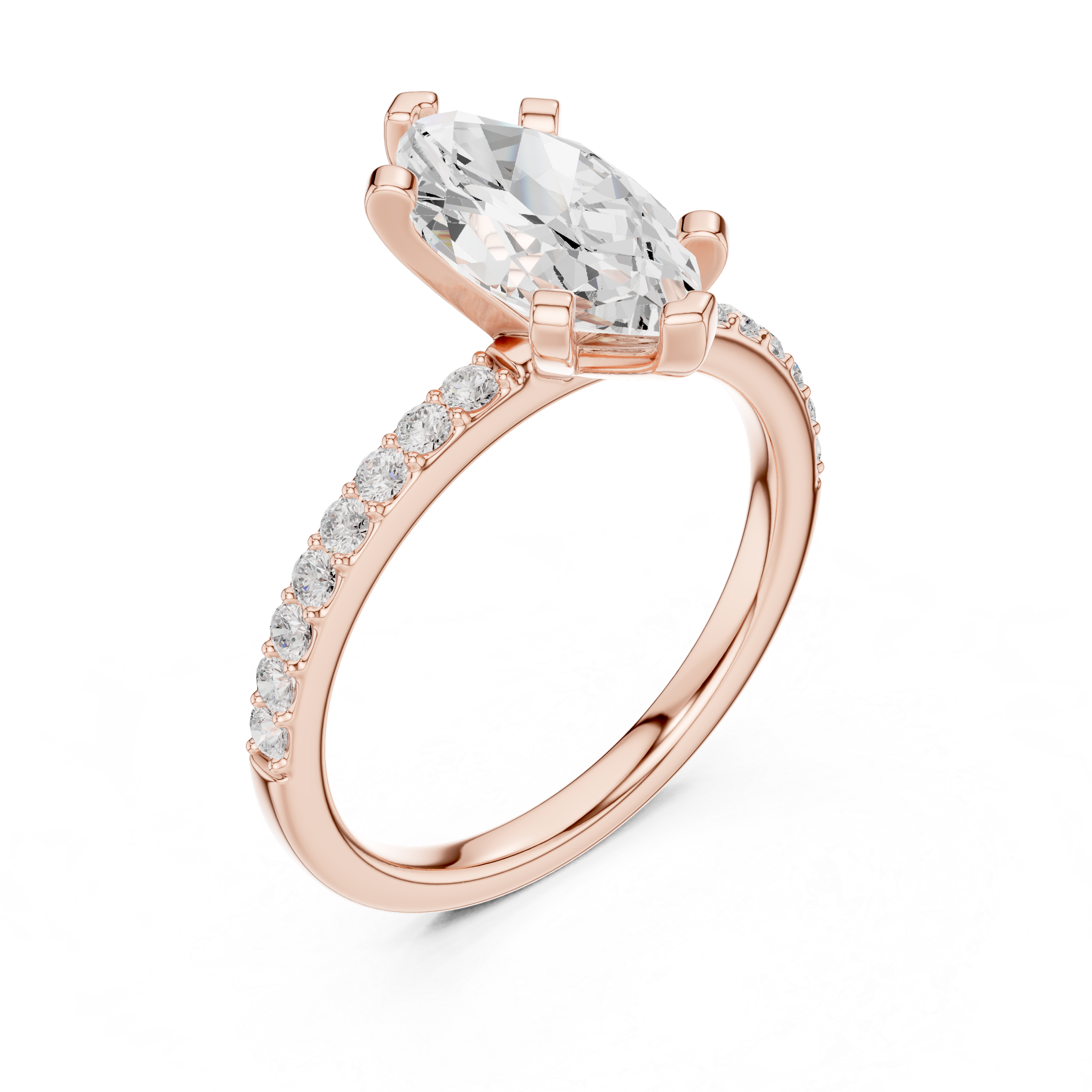 Marquise Cut Pavé Engagement Ring – 2.22 CT Total Weight Diamond Ring