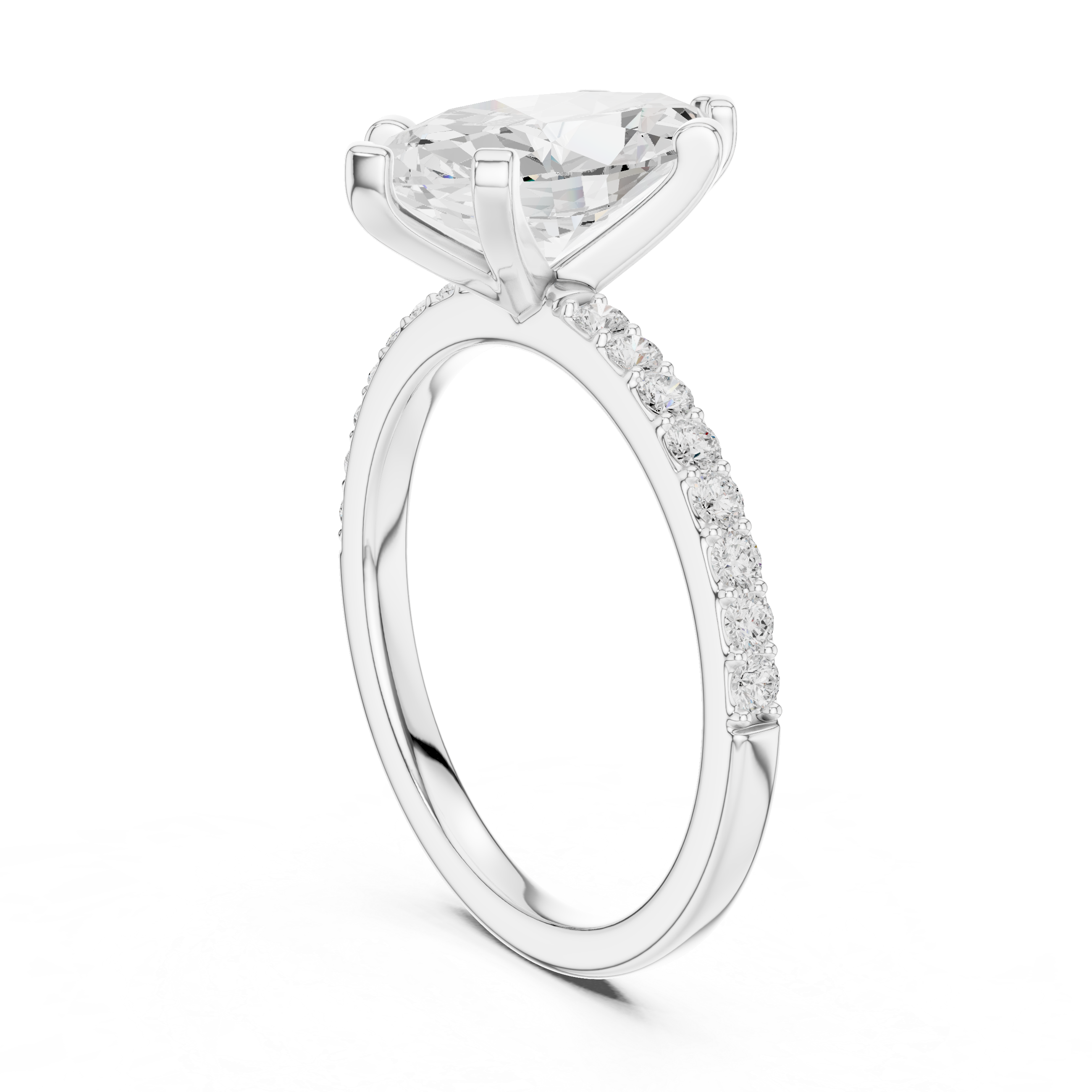 Marquise Cut Pavé Engagement Ring – 2.22 CT Total Weight Diamond Ring