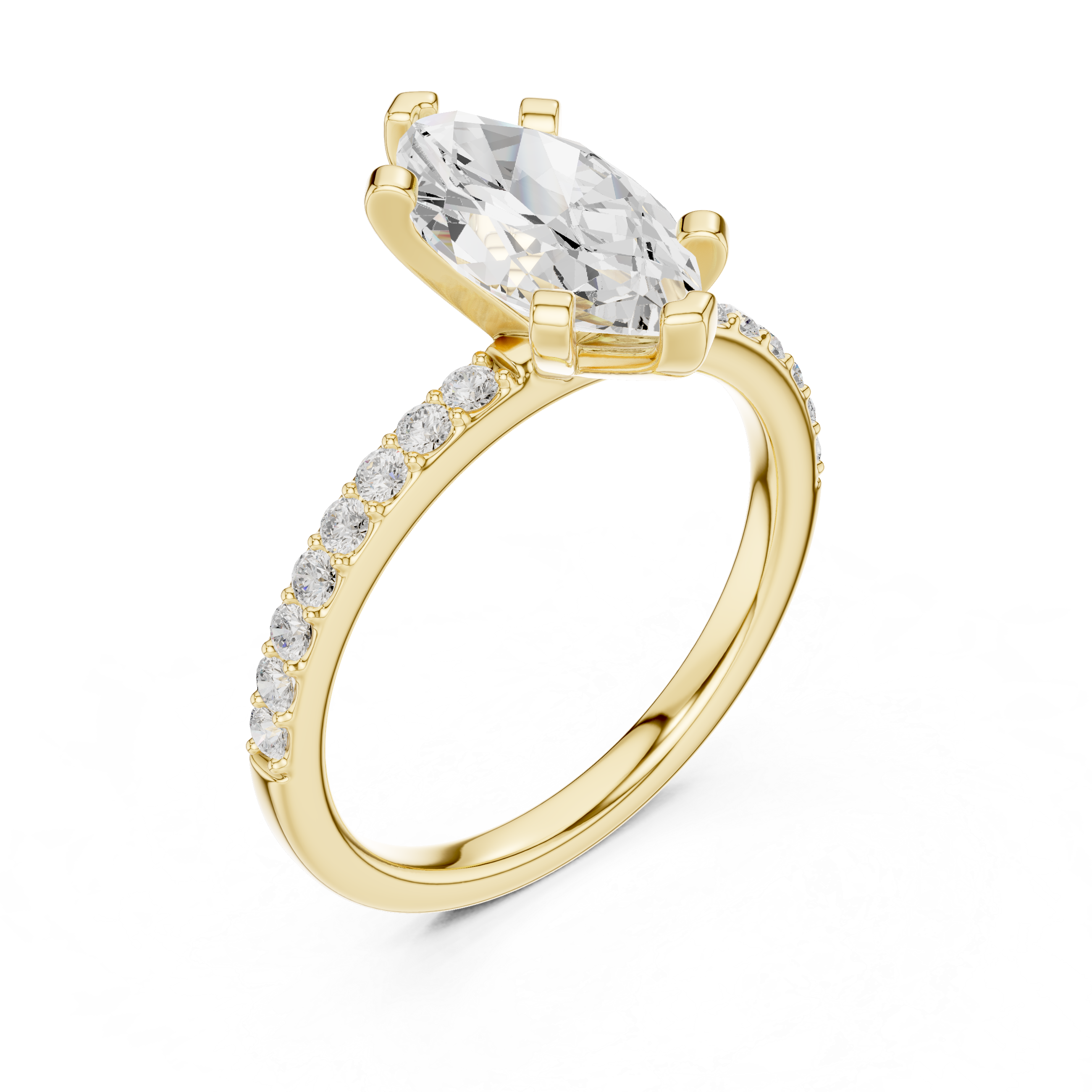 Marquise Cut Pavé Engagement Ring – 2.22 CT Total Weight Diamond Ring
