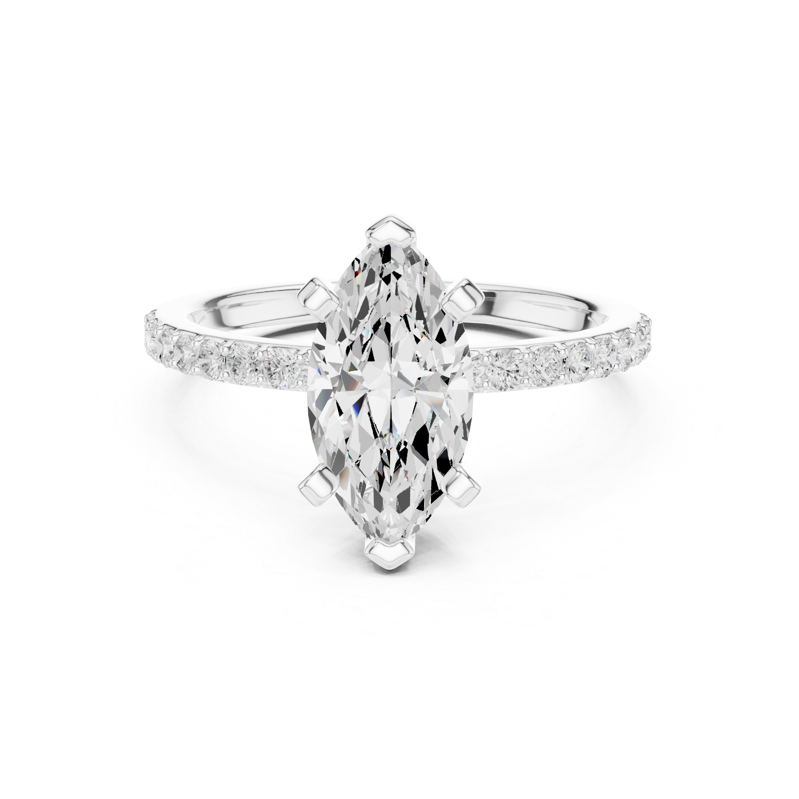 Marquise Cut Pavé Engagement Ring – 2.22 CT Total Weight Diamond Ring