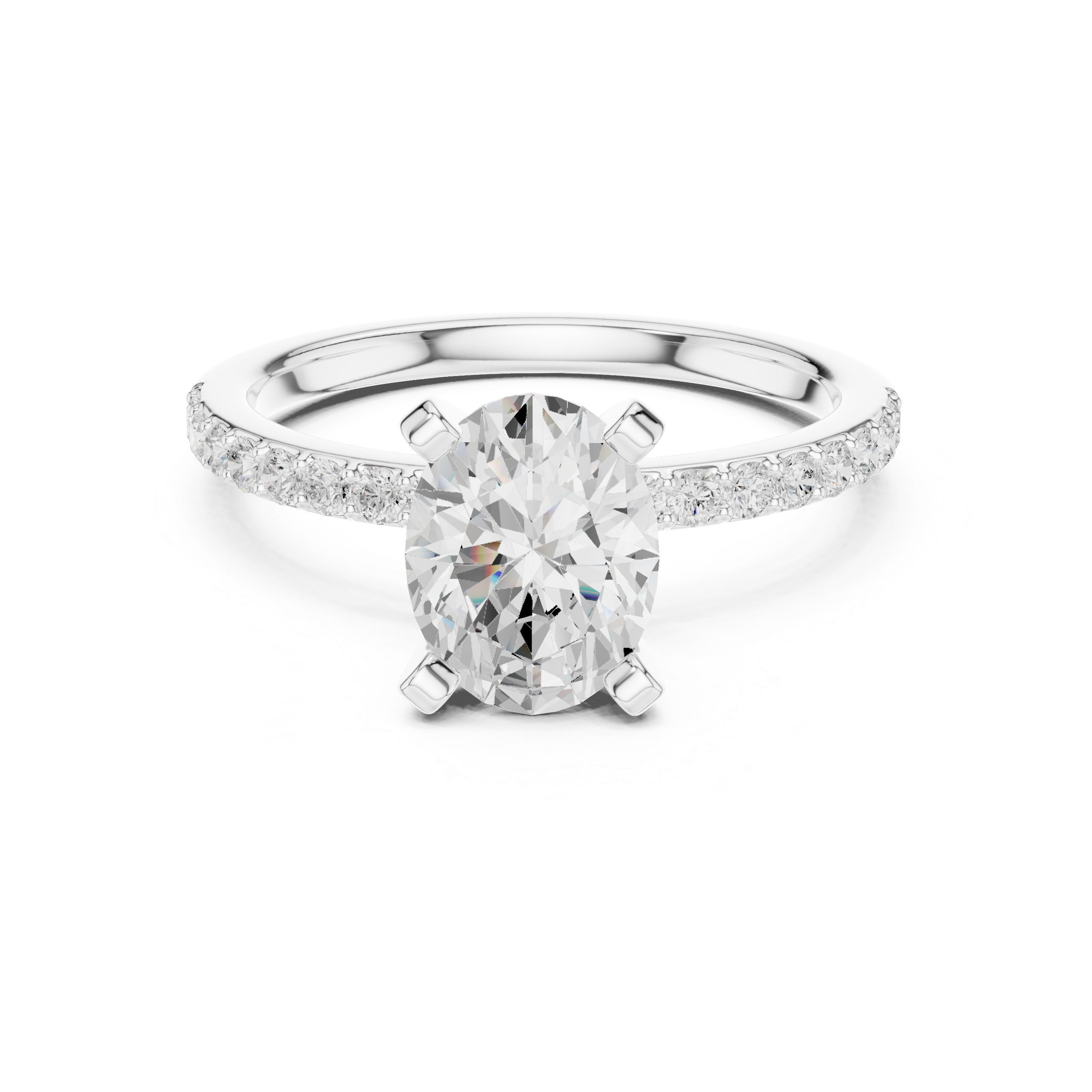 Oval Cut Pavé Engagement Ring – 2.22 CT Total Weight Diamond Ring