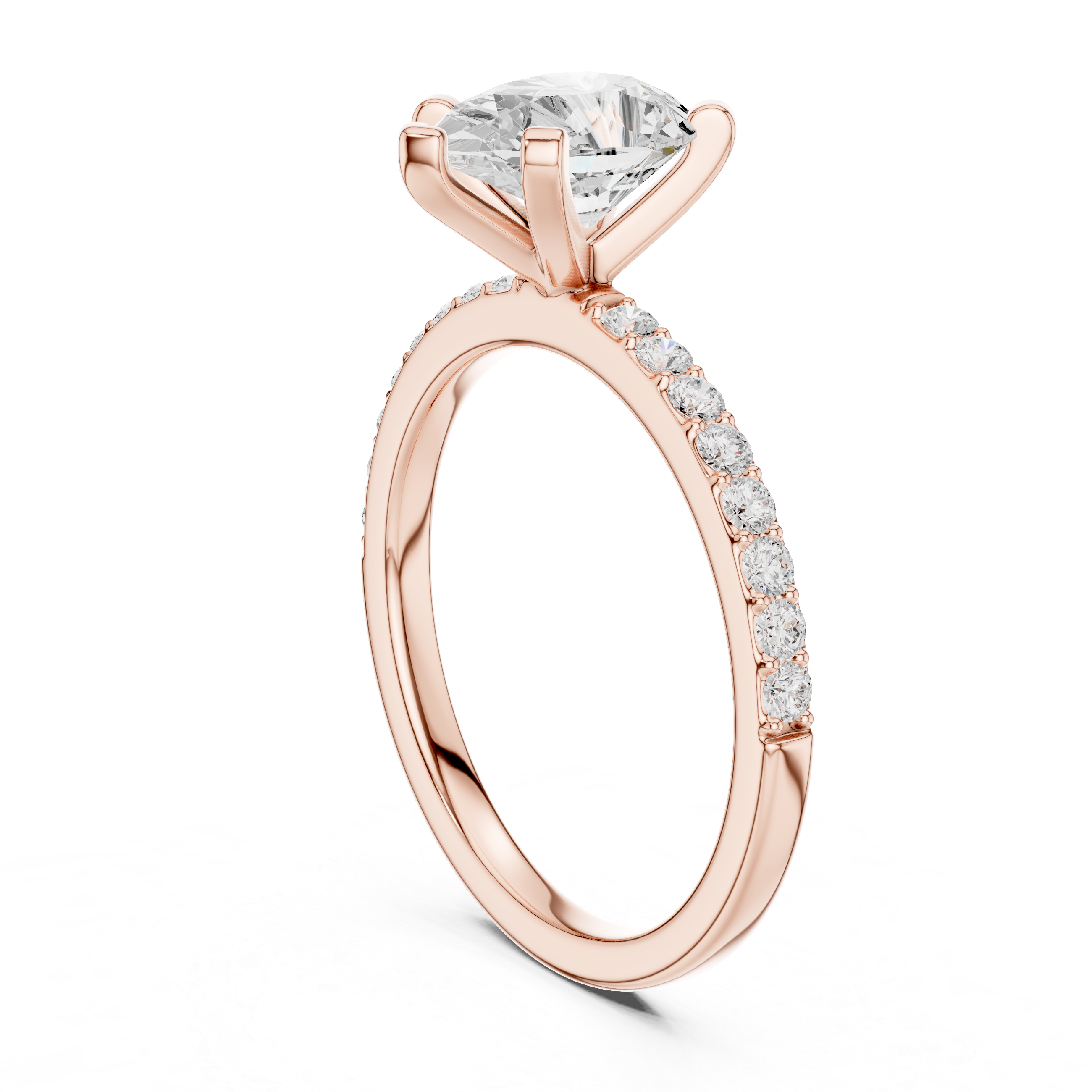 Pear Cut Pavé Engagement Ring – 2.22 CT Total Weight Solitaire Ring