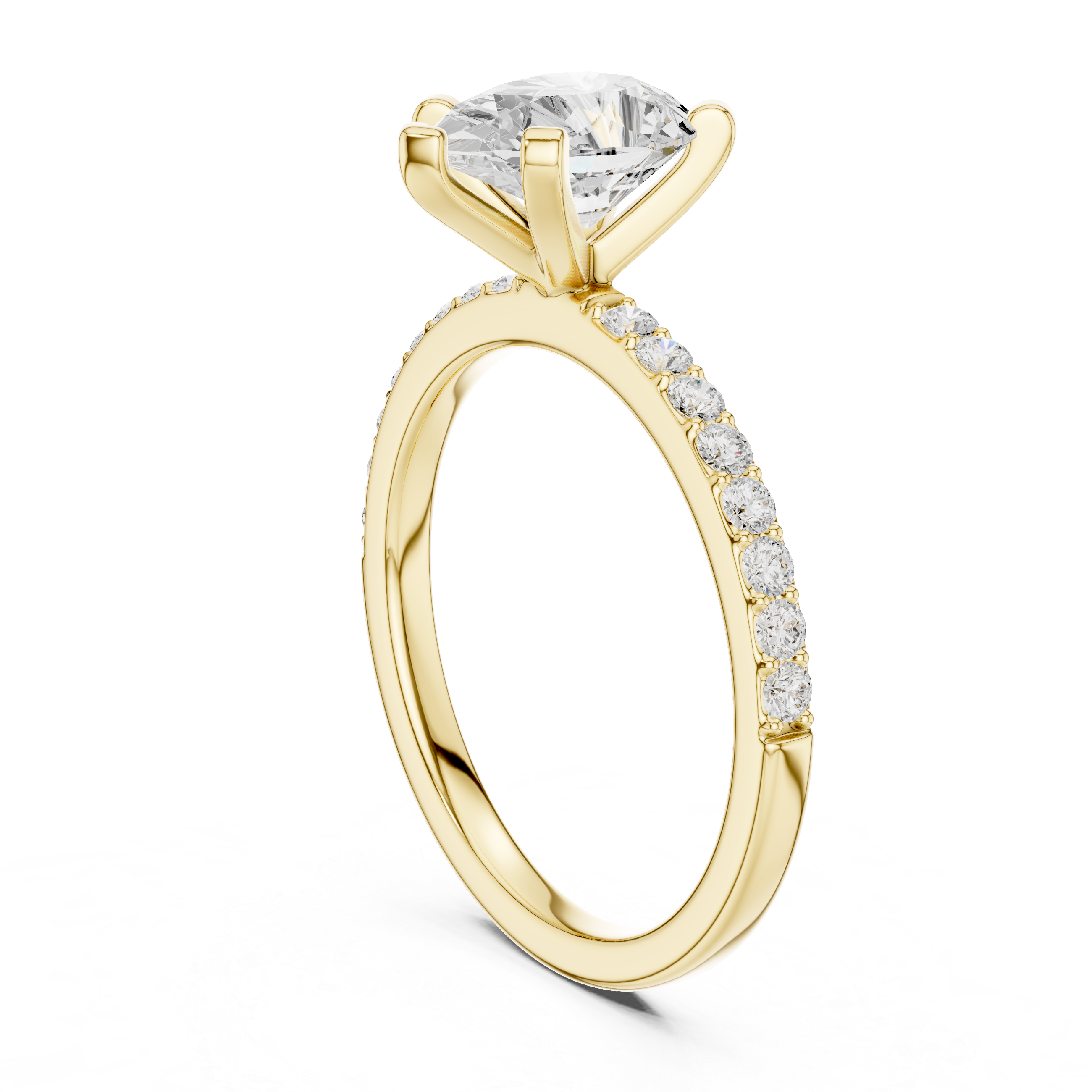 Pear Cut Pavé Engagement Ring – 2.22 CT Total Weight Solitaire Ring