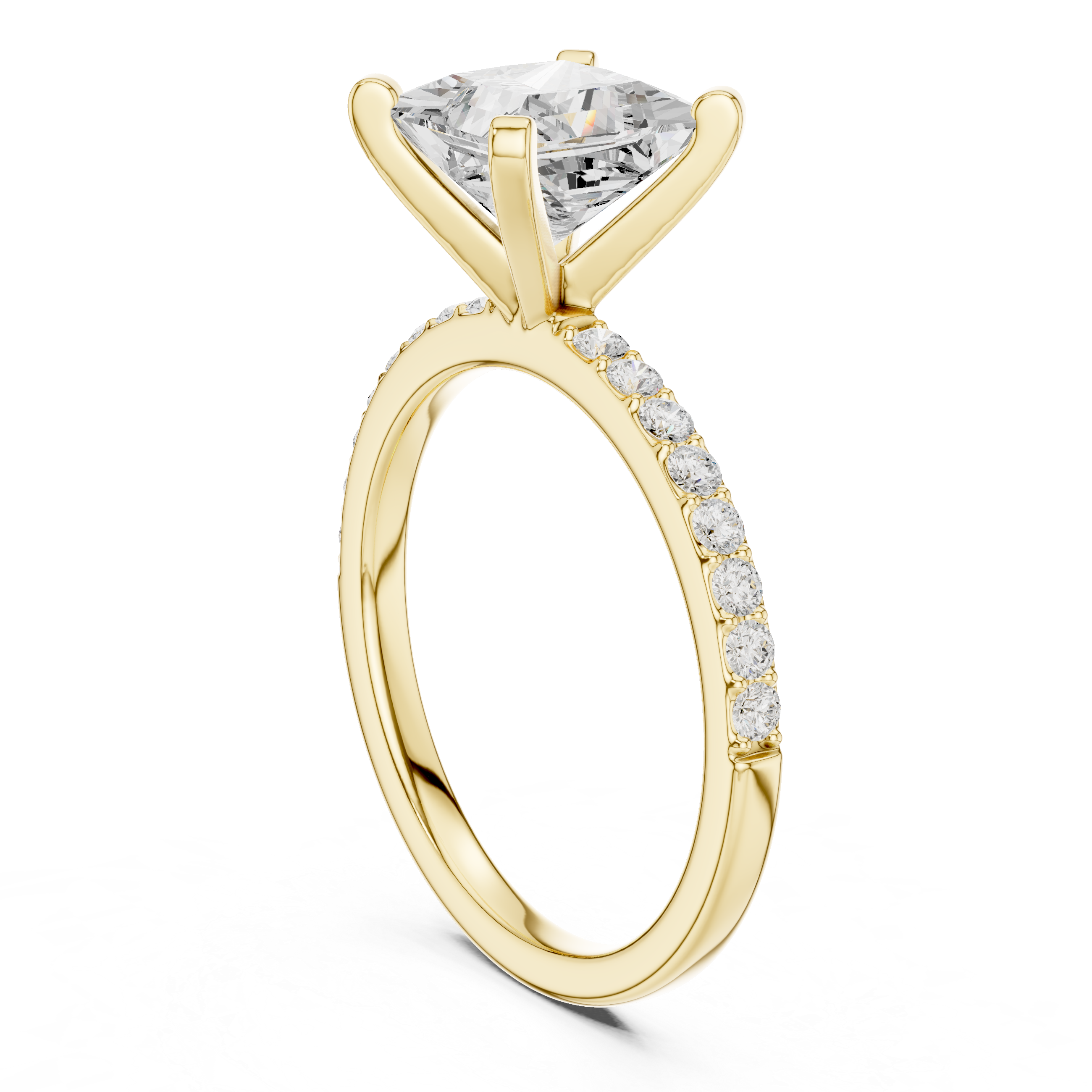 Princess Cut Pavé Engagement Ring – 2.22 CT Total Weight Solitaire Ring