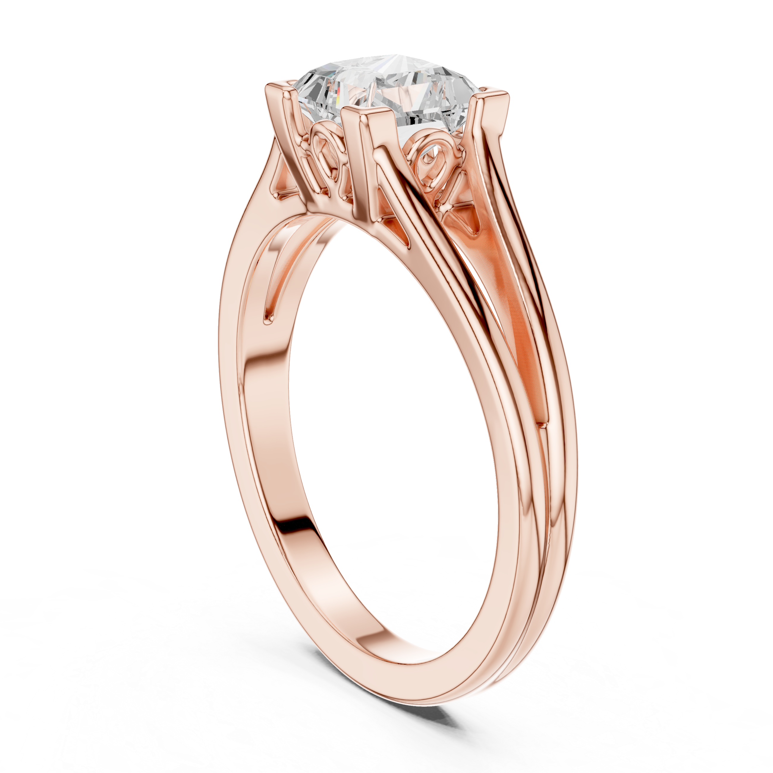 Princess Cut Split Shank Engagement Ring – 1.00 CT Solitaire Ring
