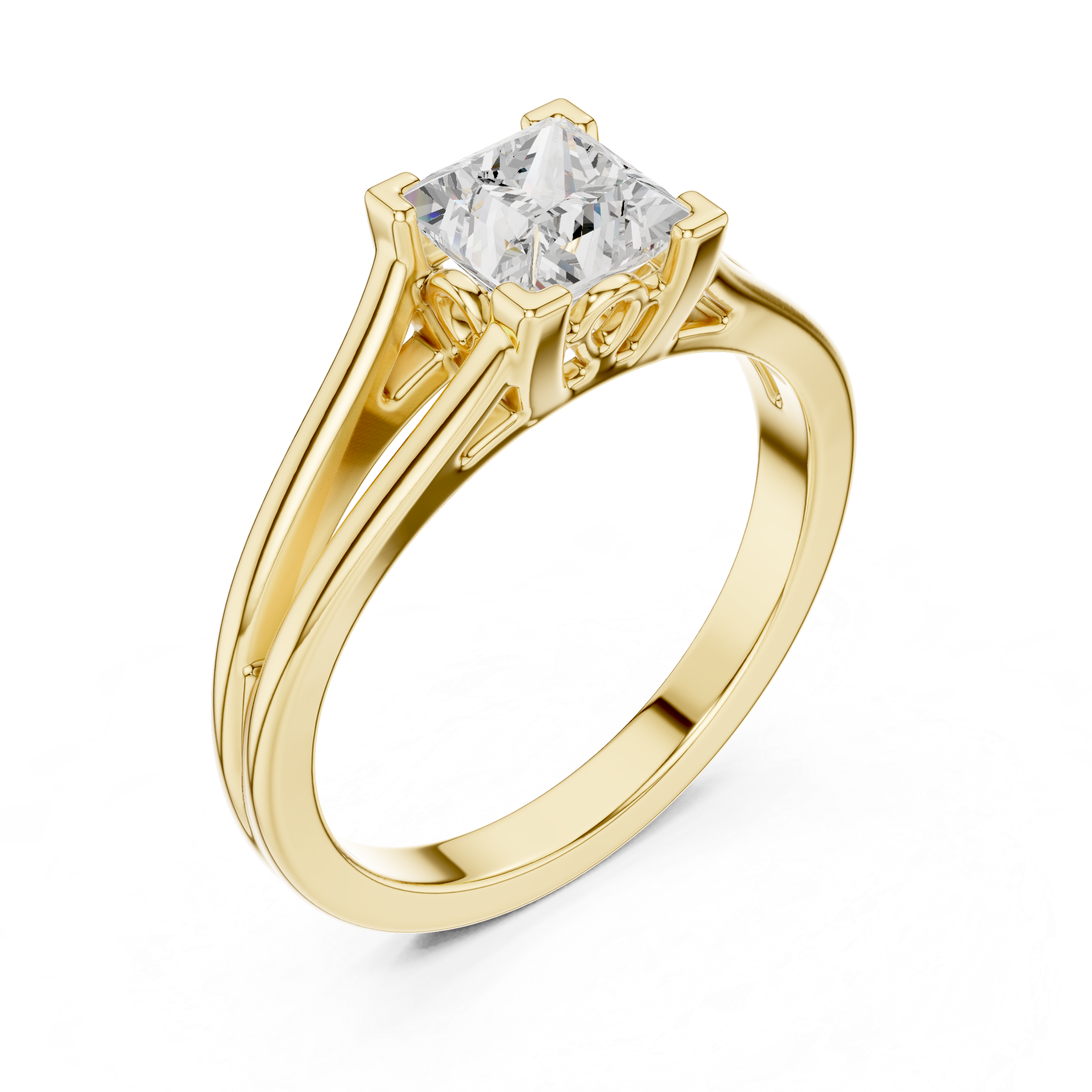 Princess Cut Split Shank Engagement Ring – 1.00 CT Solitaire Ring