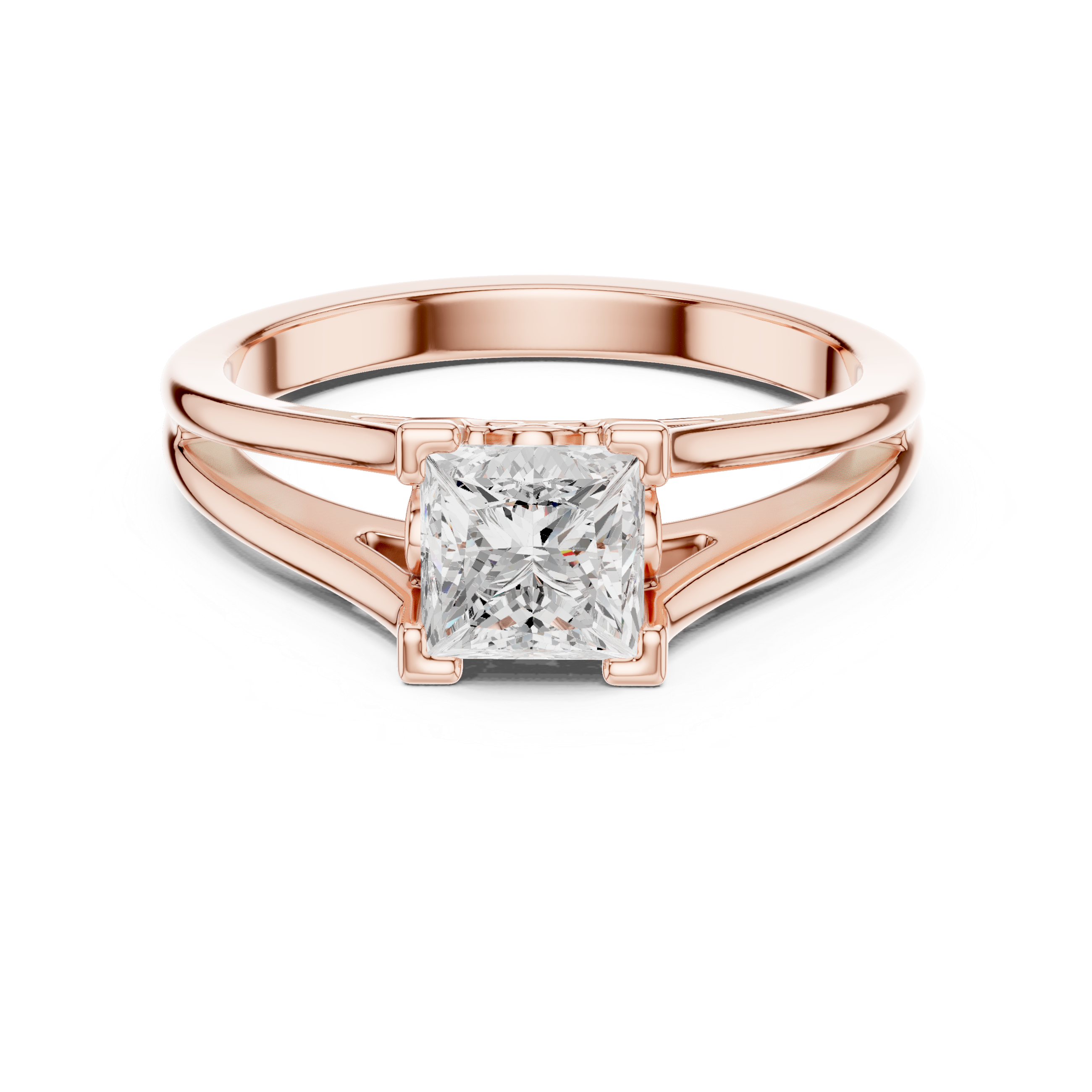 Princess Cut Split Shank Engagement Ring – 1.00 CT Solitaire Ring