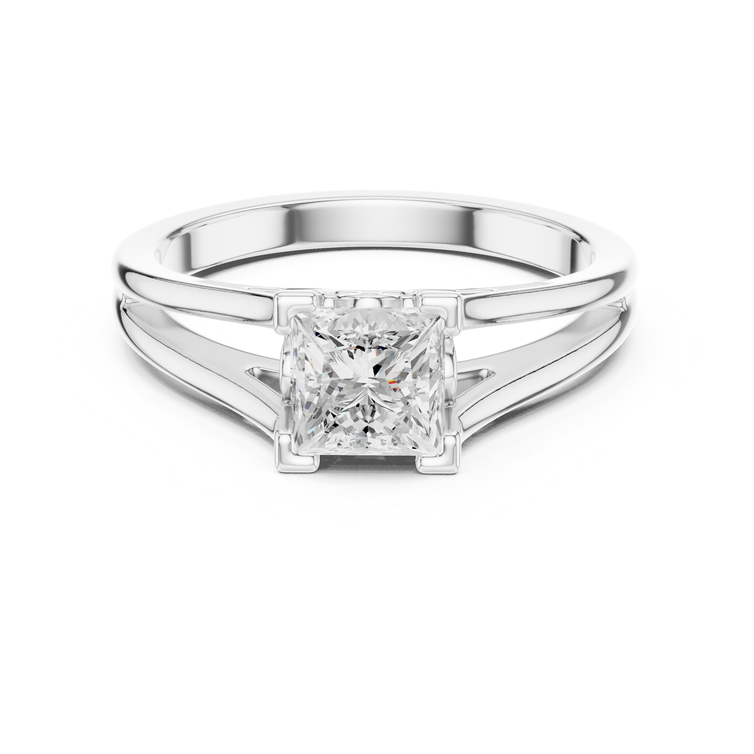 Princess Cut Split Shank Engagement Ring – 1.00 CT Solitaire Ring