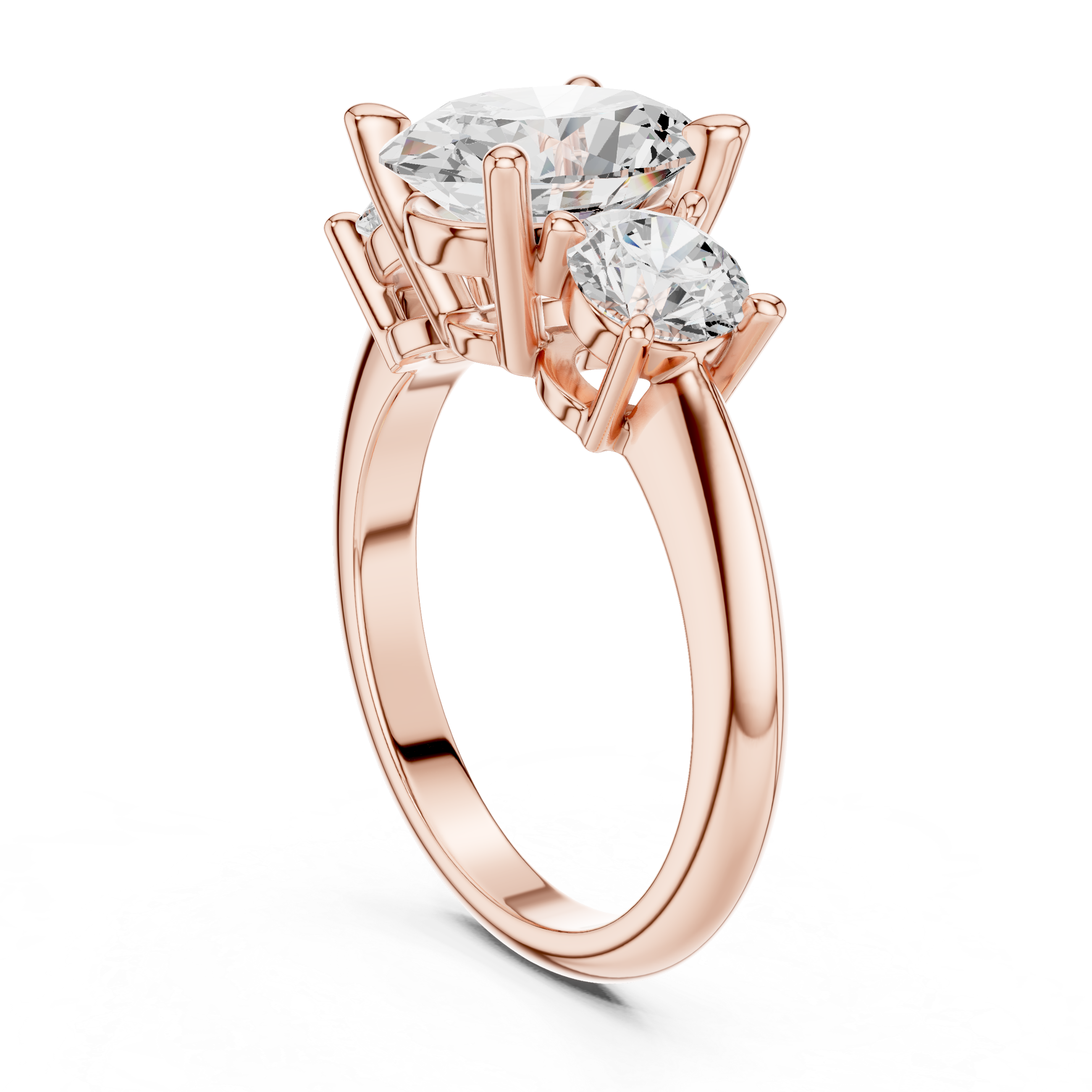 Oval Cut Three Stone Engagement Ring with Round Diamond Side Stones
