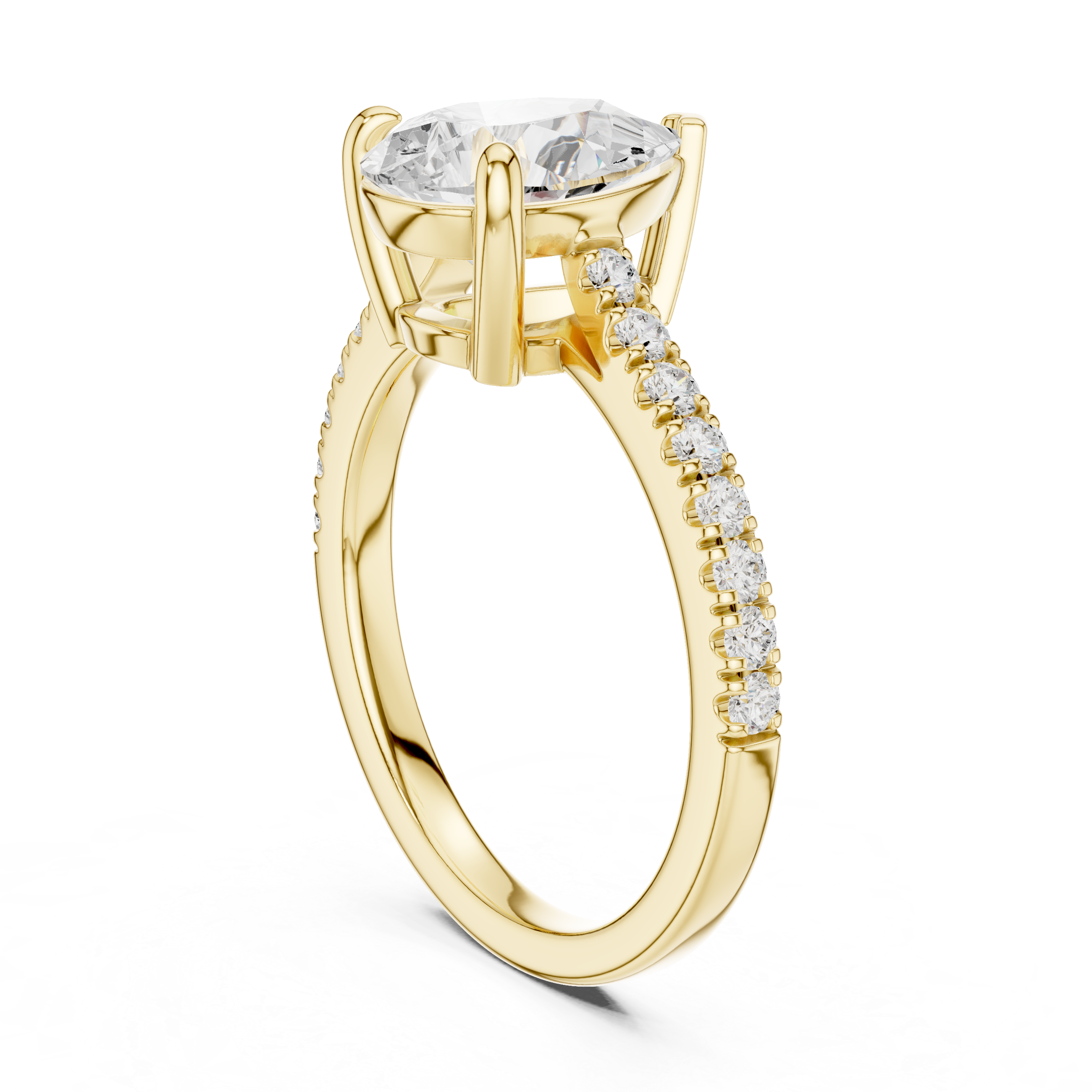 Pear Cut Solitaire Engagement Ring with Pavé Diamond Band
