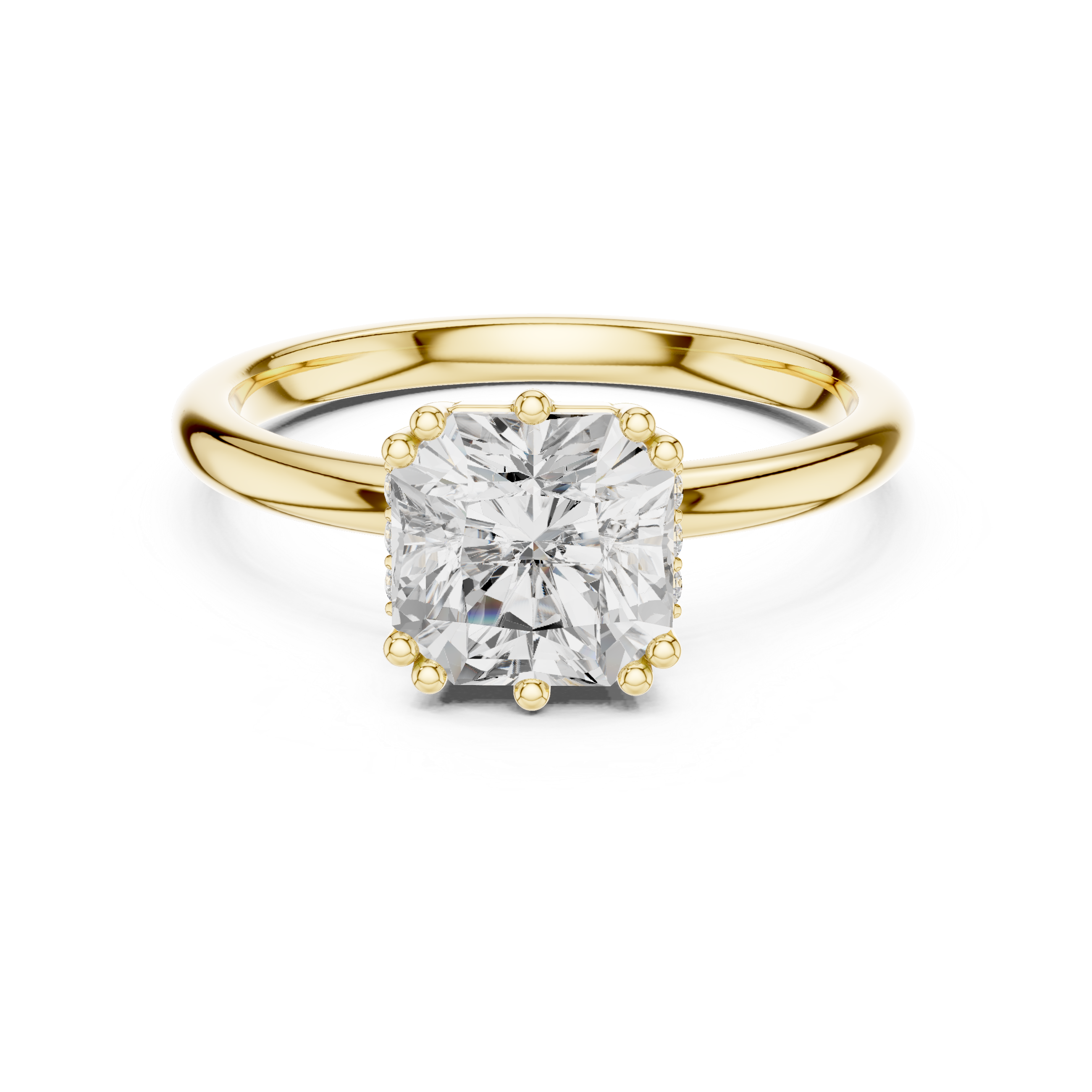 Radiant Cut Solitaire Engagement Ring with Hidden Diamond Gallery