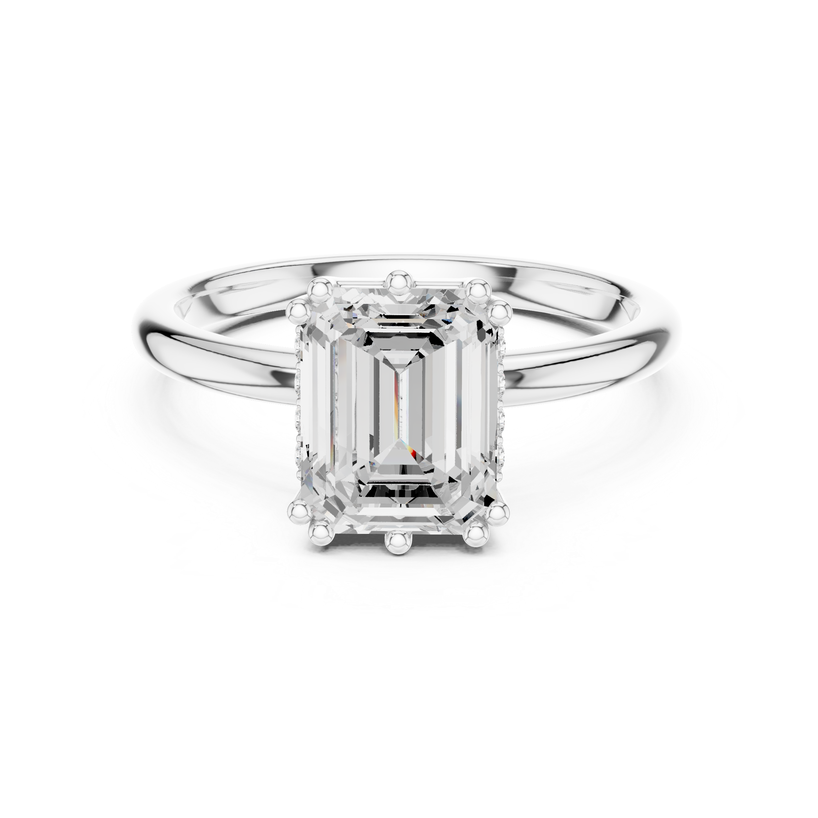 Emerald Cut Solitaire Engagement Ring with Hidden Diamond Gallery