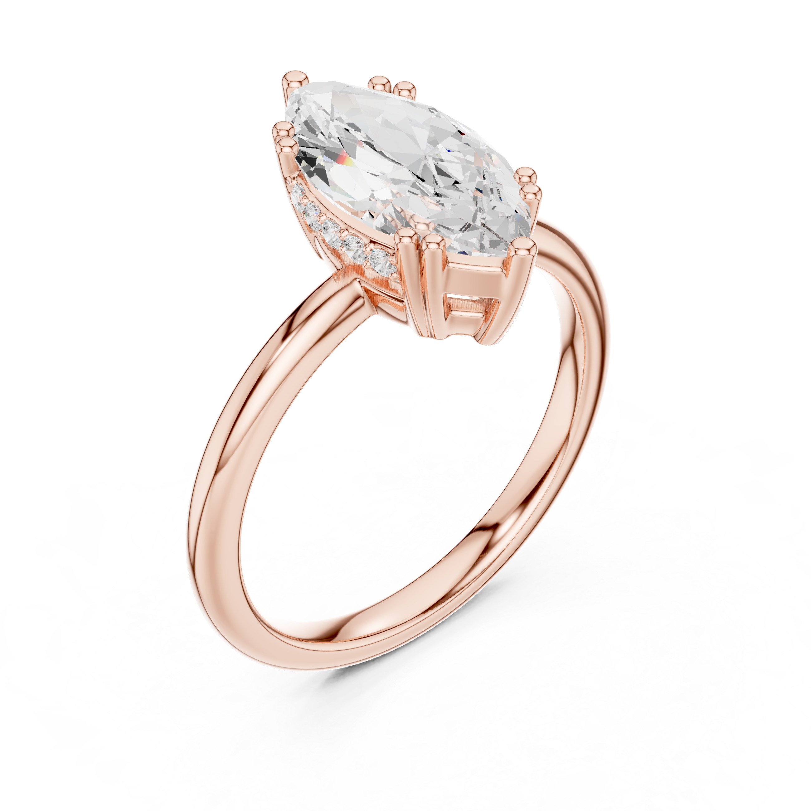 Marquise Cut Solitaire Engagement Ring with Hidden Diamond Gallery