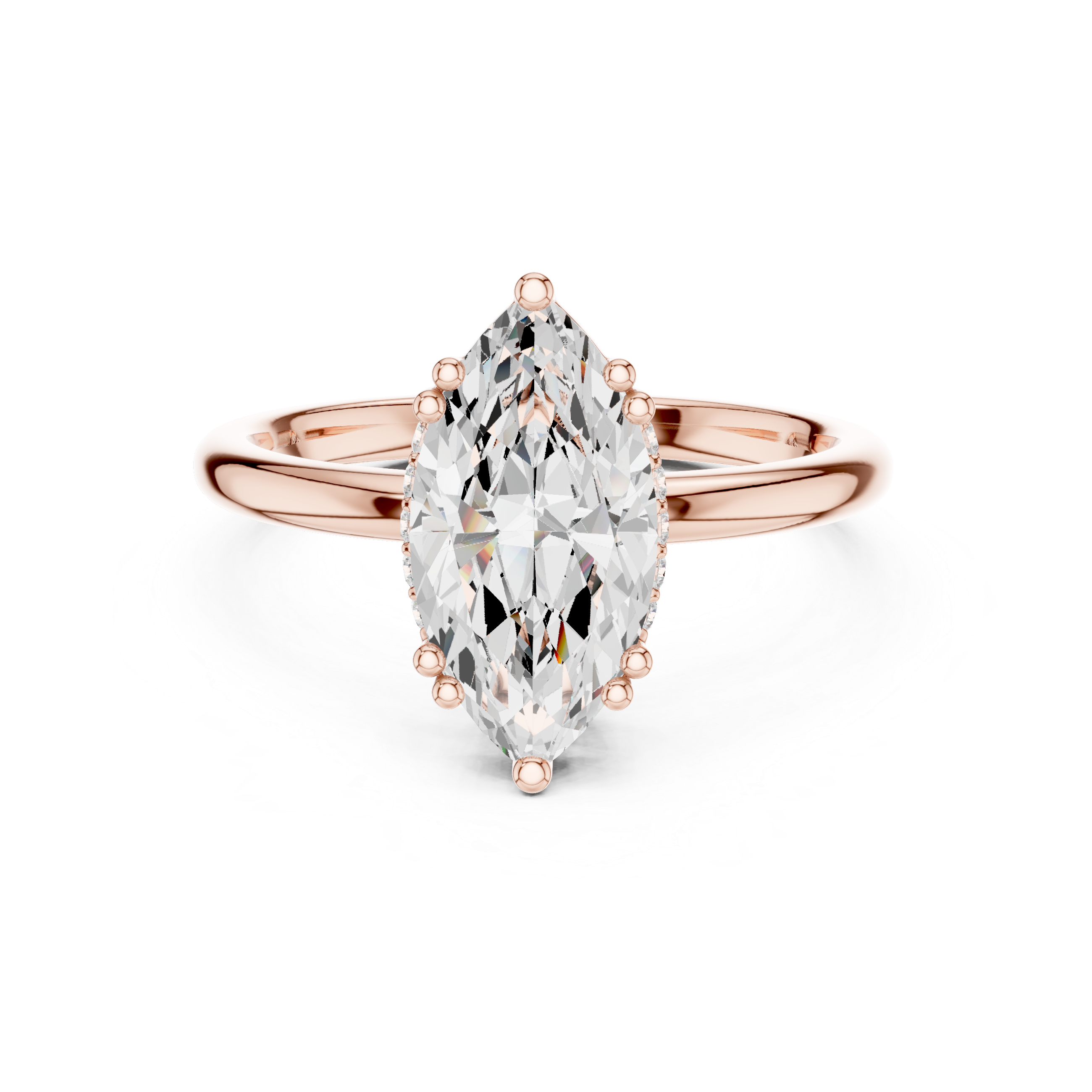 Marquise Cut Solitaire Engagement Ring with Hidden Diamond Gallery