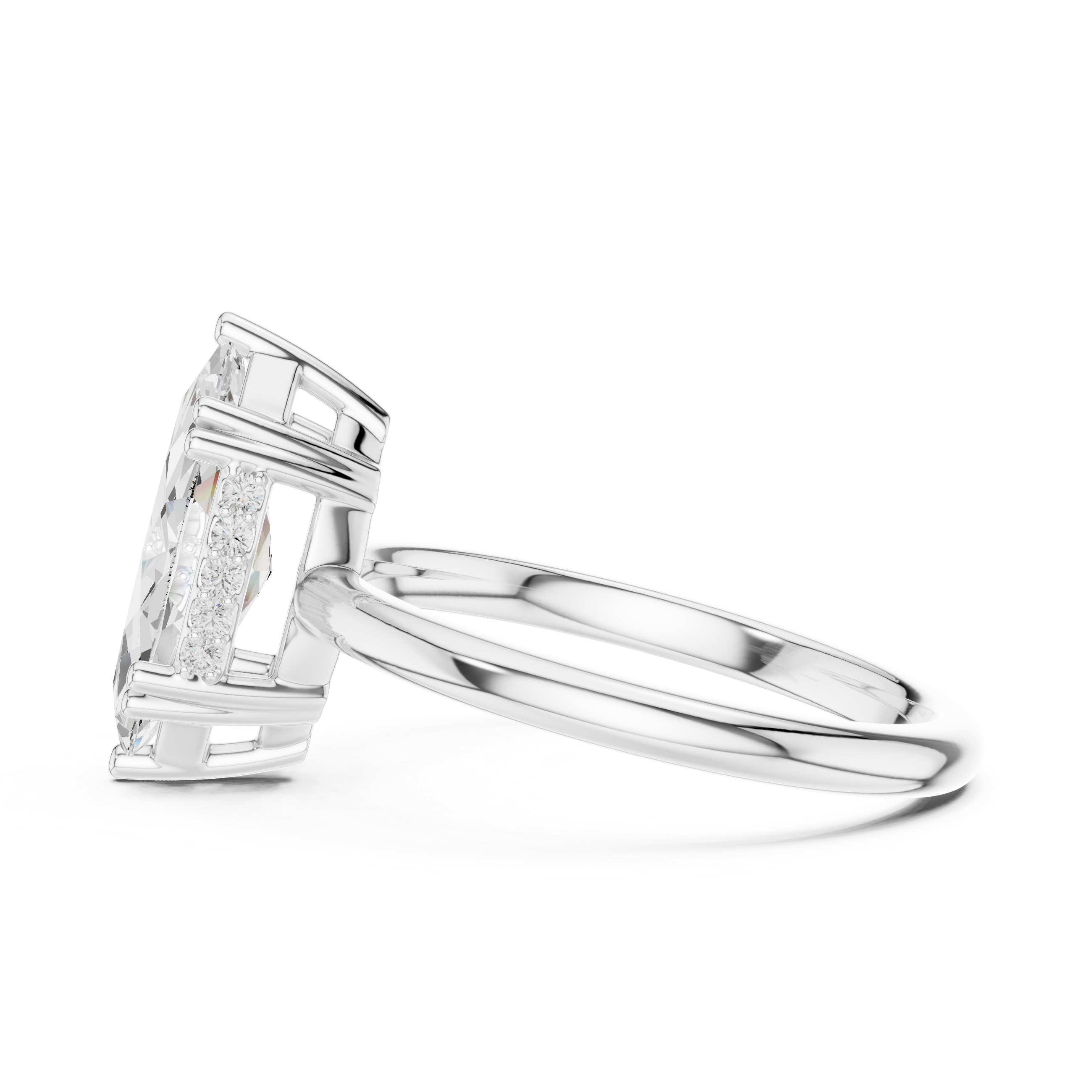 Marquise Cut Solitaire Engagement Ring with Hidden Diamond Gallery