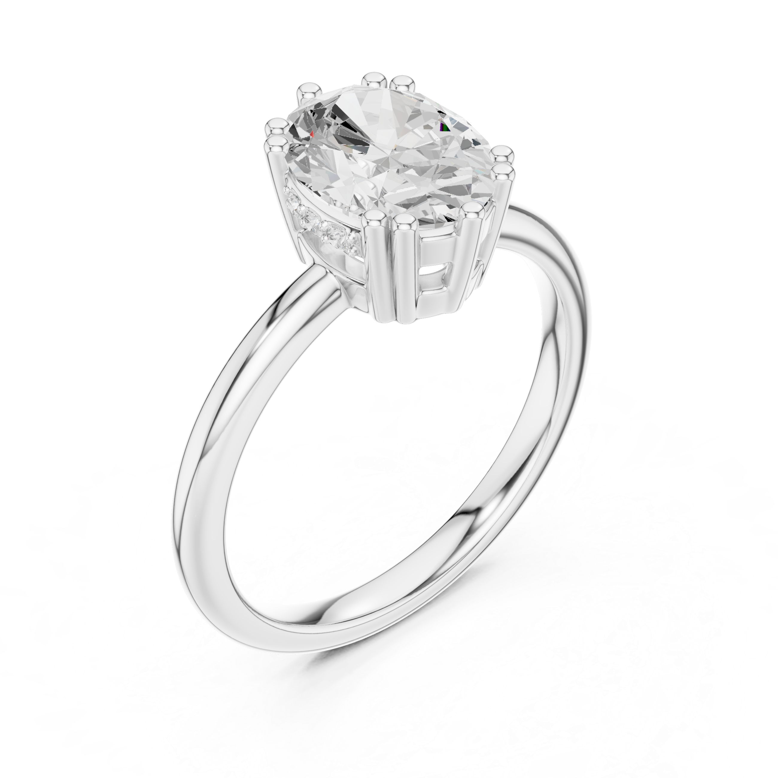 Oval Cut Solitaire Engagement Ring with Hidden Diamond Gallery