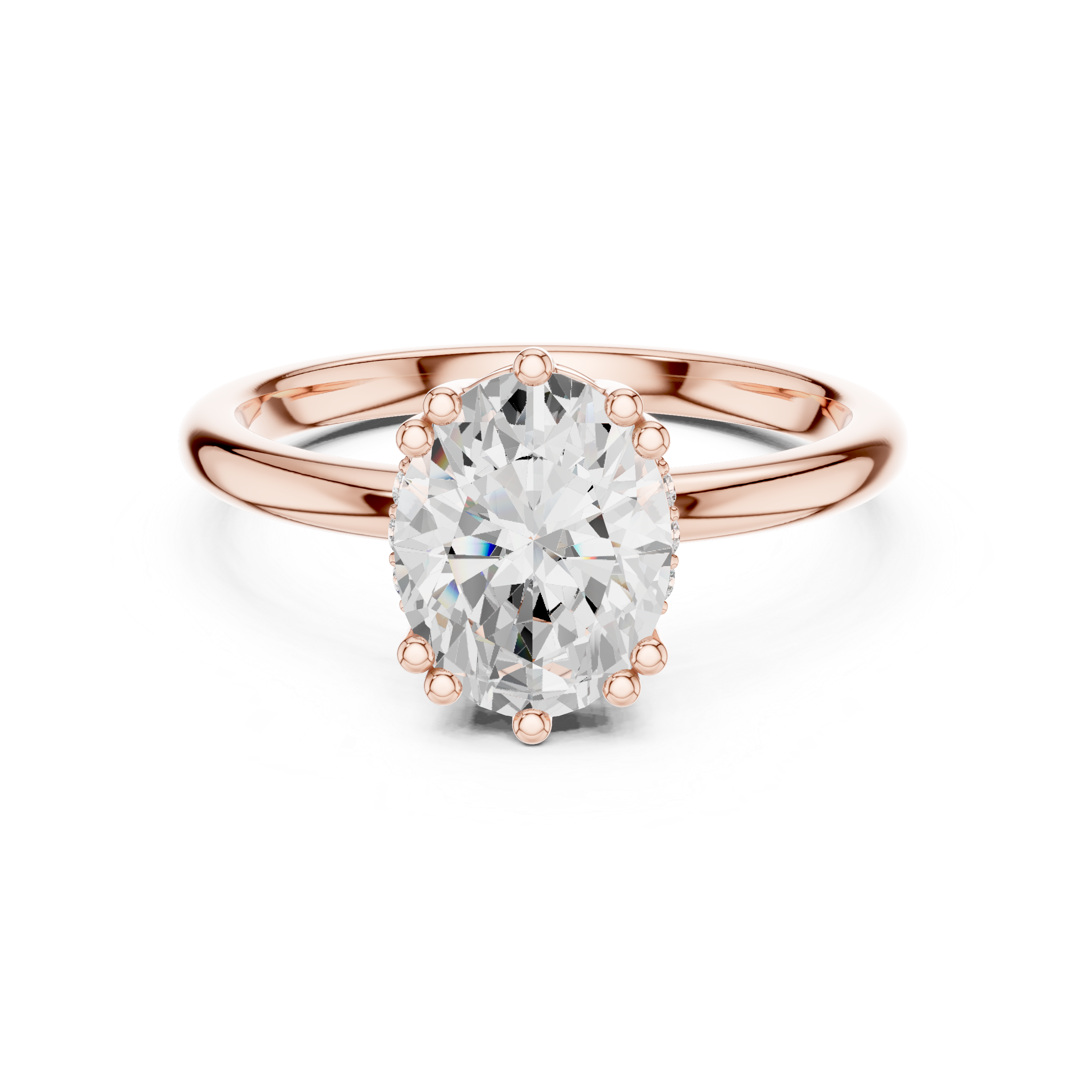 Oval Cut Solitaire Engagement Ring with Hidden Diamond Gallery