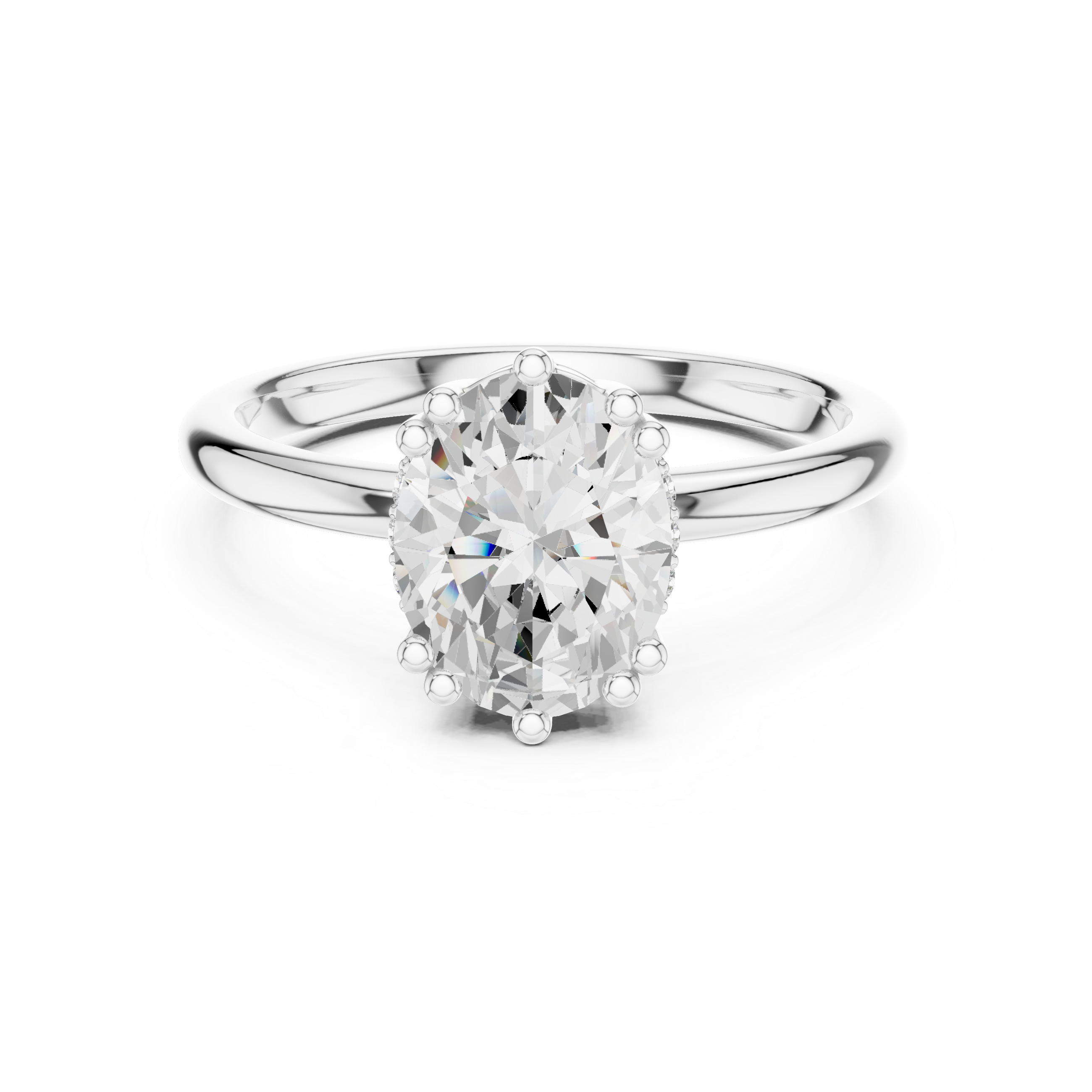 Oval Cut Solitaire Engagement Ring with Hidden Diamond Gallery