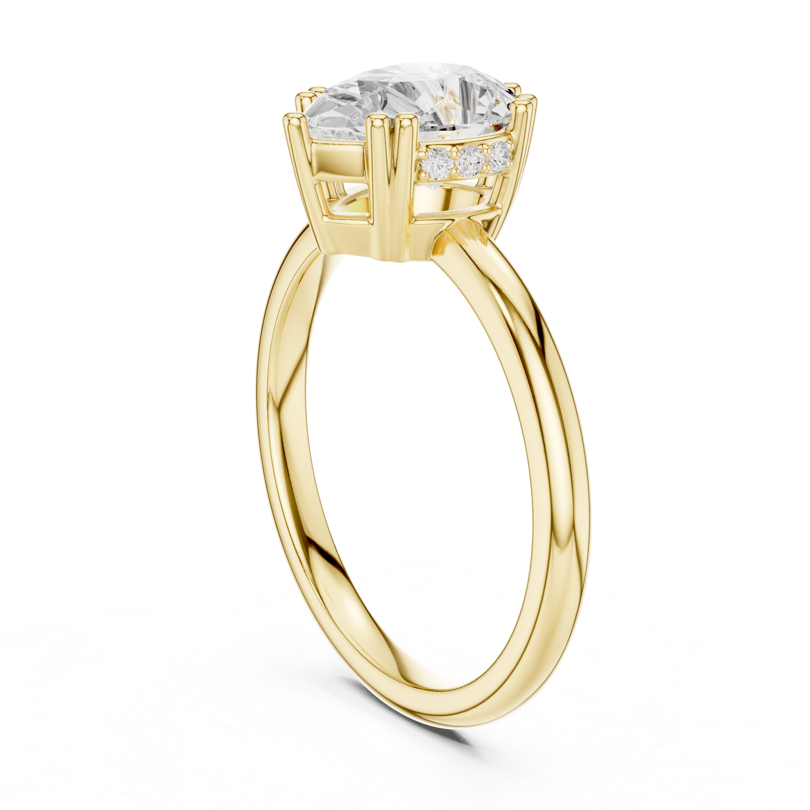 Pear Cut Solitaire Engagement Ring with Hidden Diamond Gallery