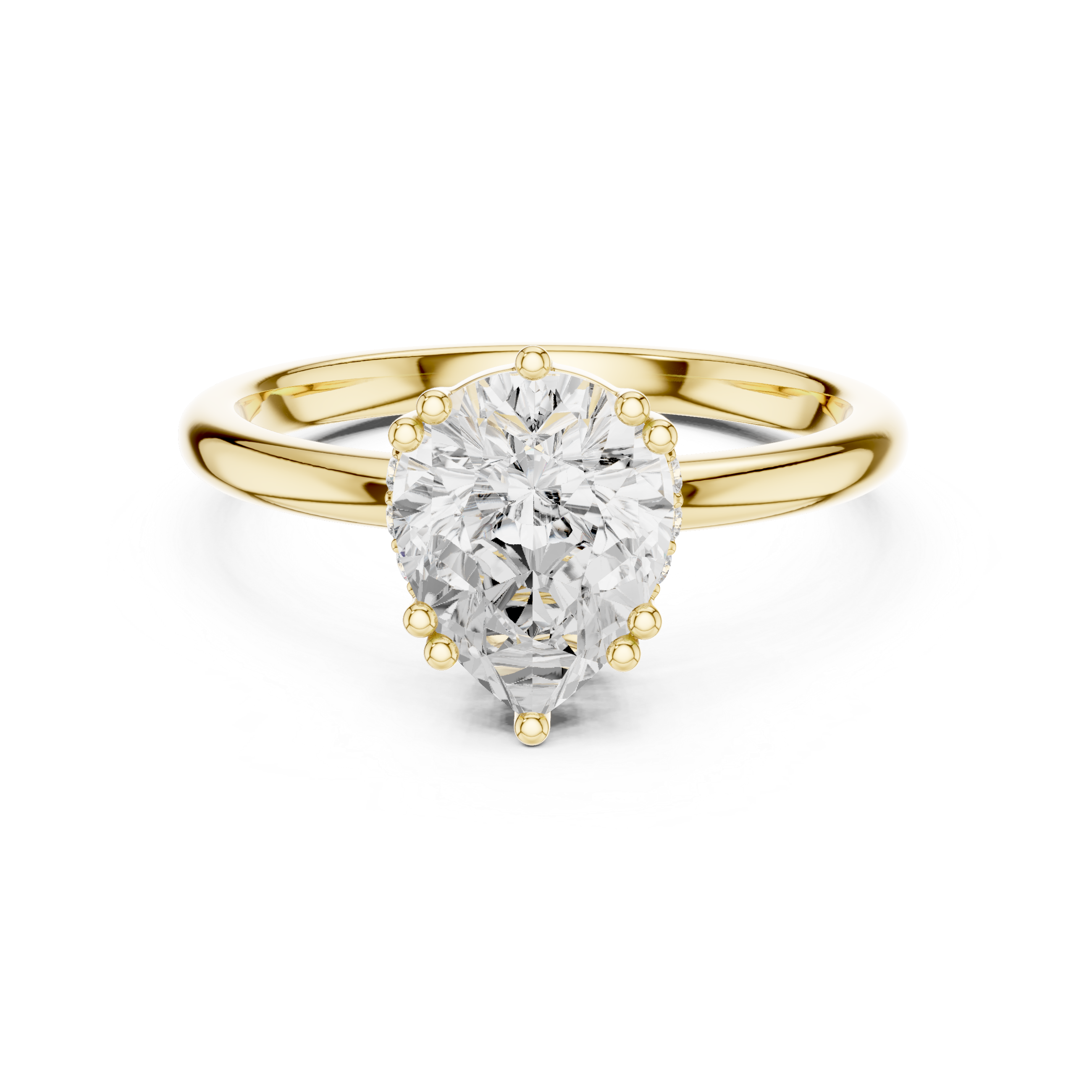 Pear Cut Solitaire Engagement Ring with Hidden Diamond Gallery