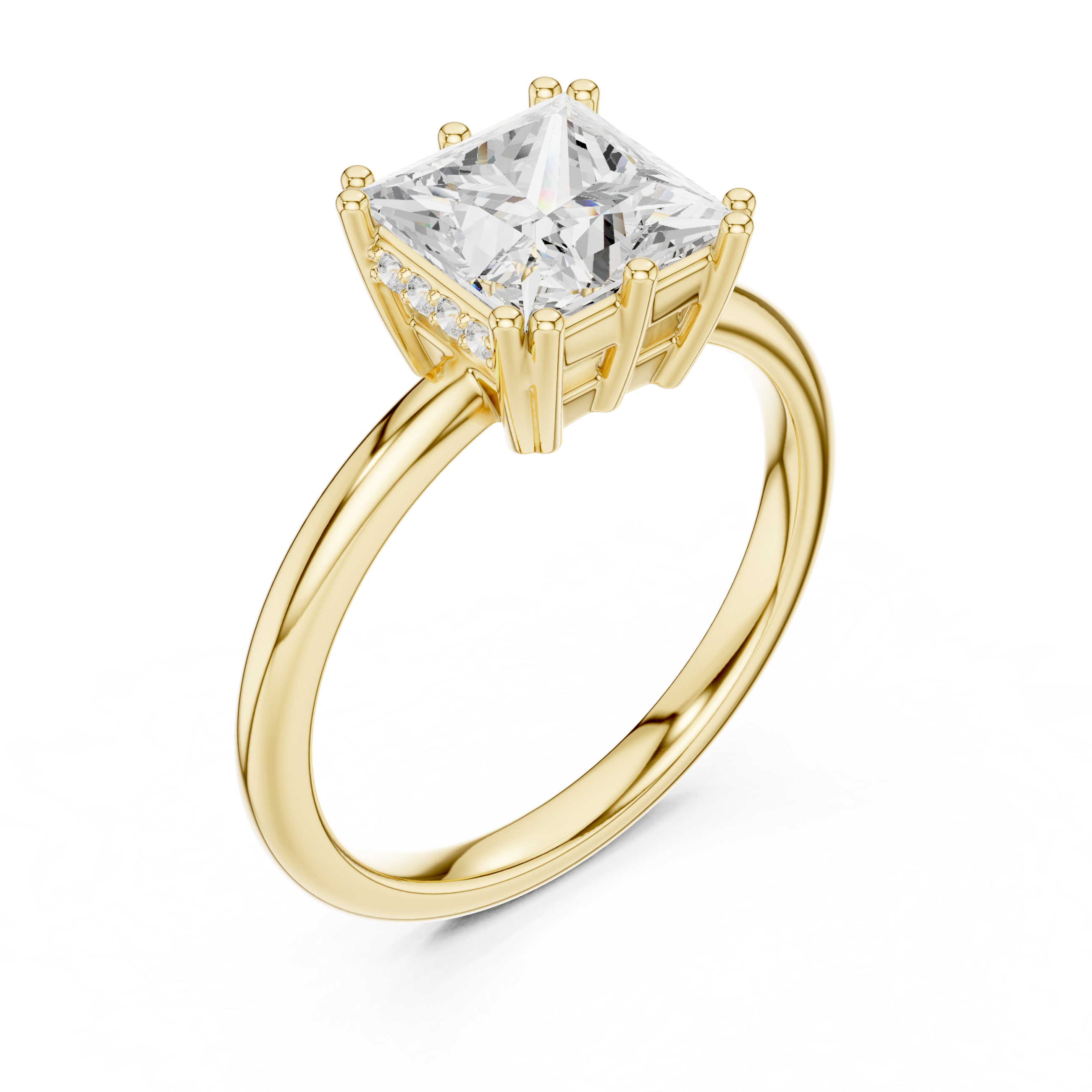 Princess Cut Solitaire Engagement Ring with Hidden Diamond Gallery