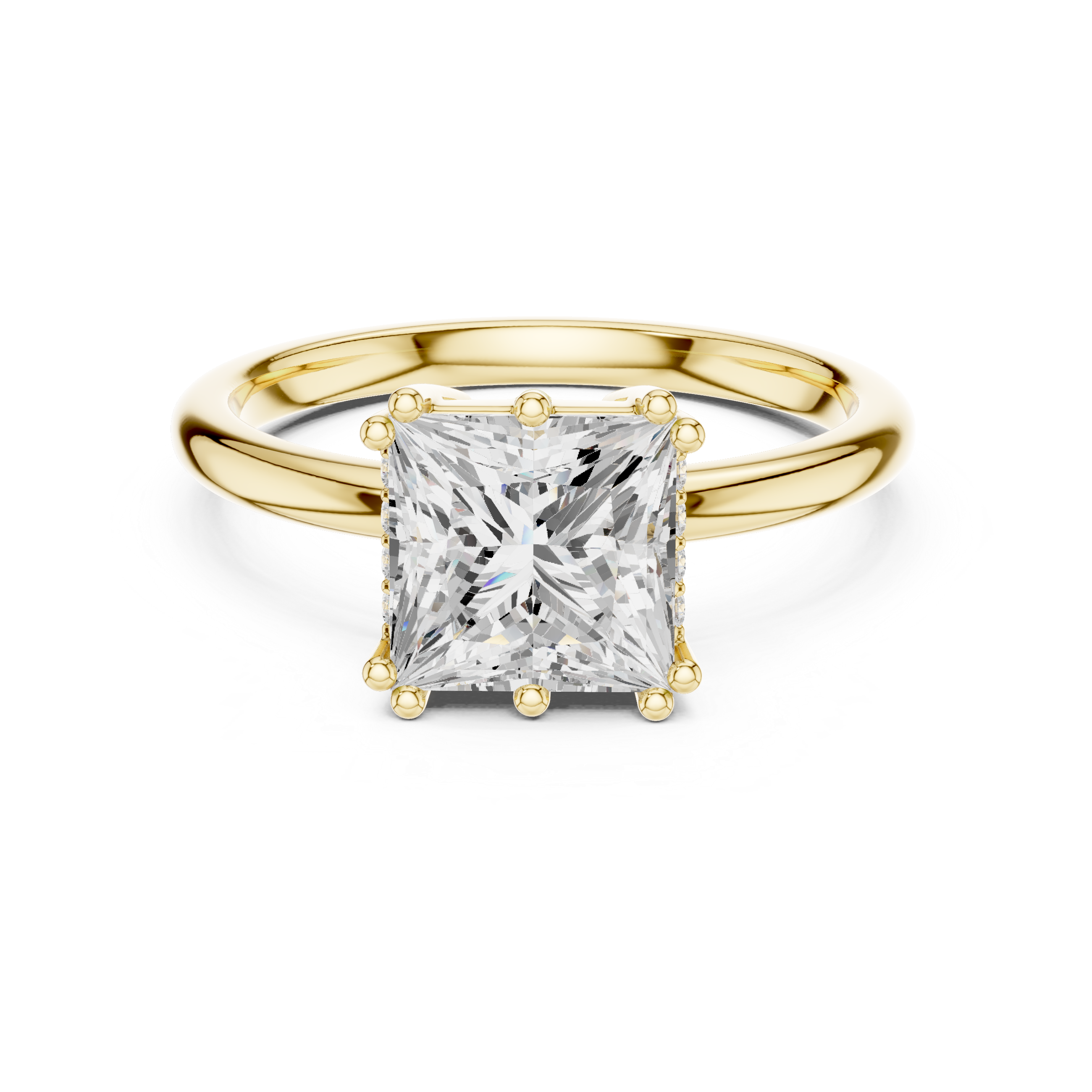 Princess Cut Solitaire Engagement Ring with Hidden Diamond Gallery