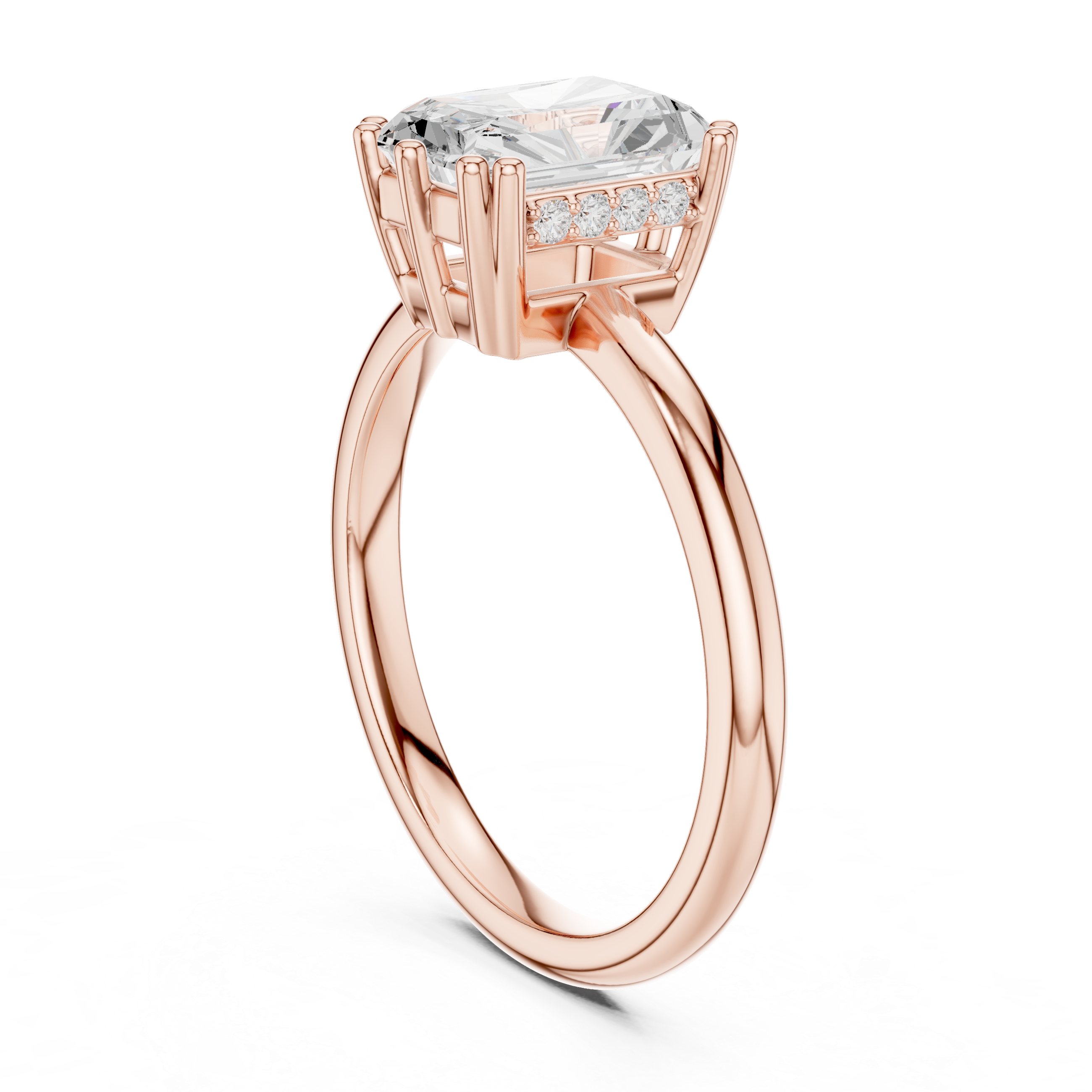 Radiant Cut Solitaire Engagement Ring with Hidden Diamond Gallery