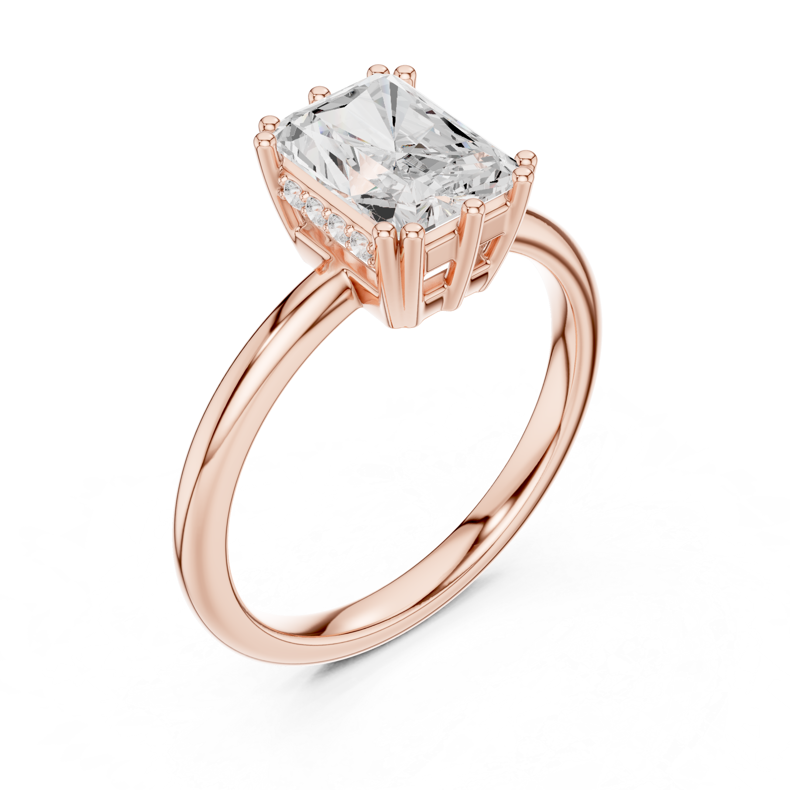 Radiant Cut Solitaire Engagement Ring with Hidden Diamond Gallery