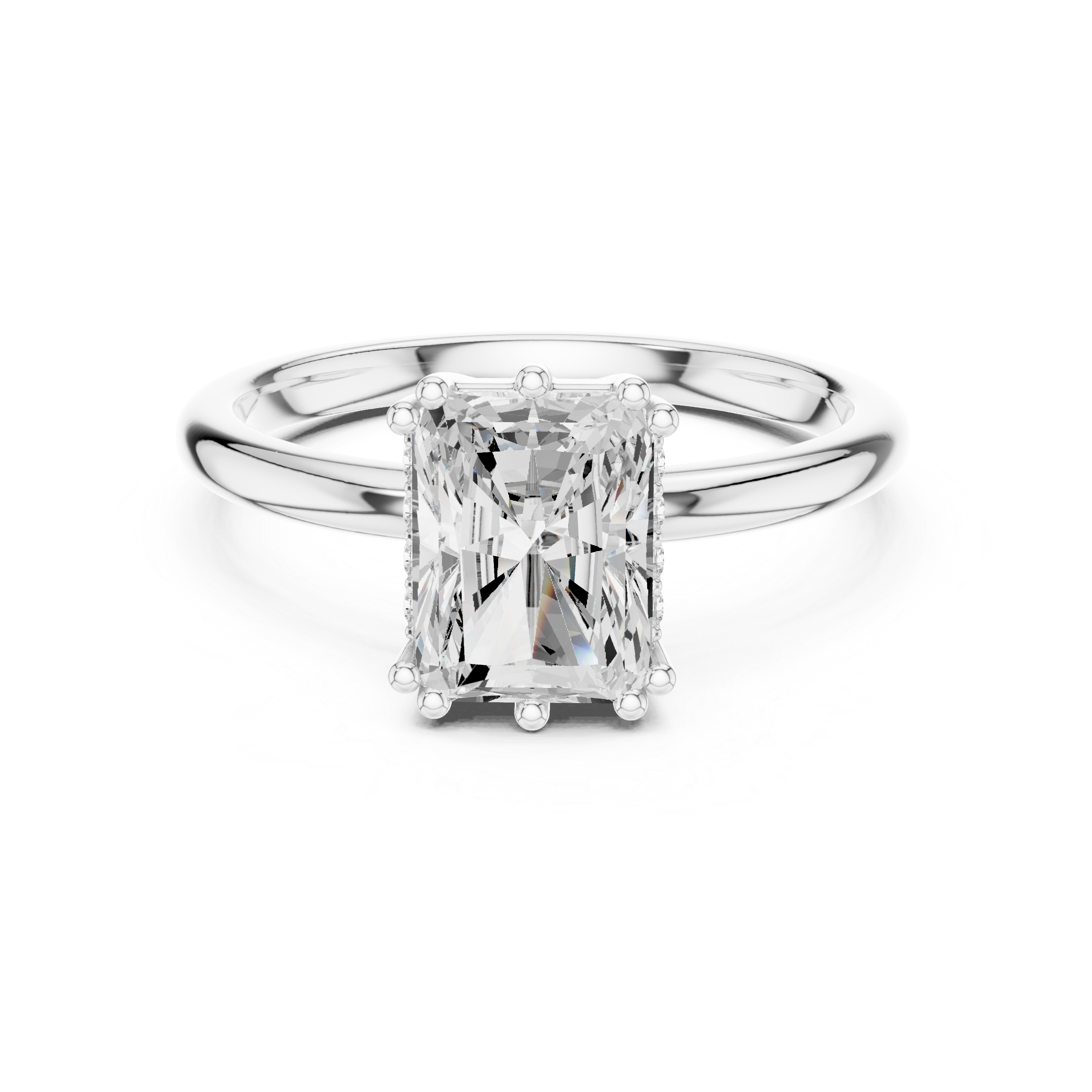 Radiant Cut Solitaire Engagement Ring with Hidden Diamond Gallery