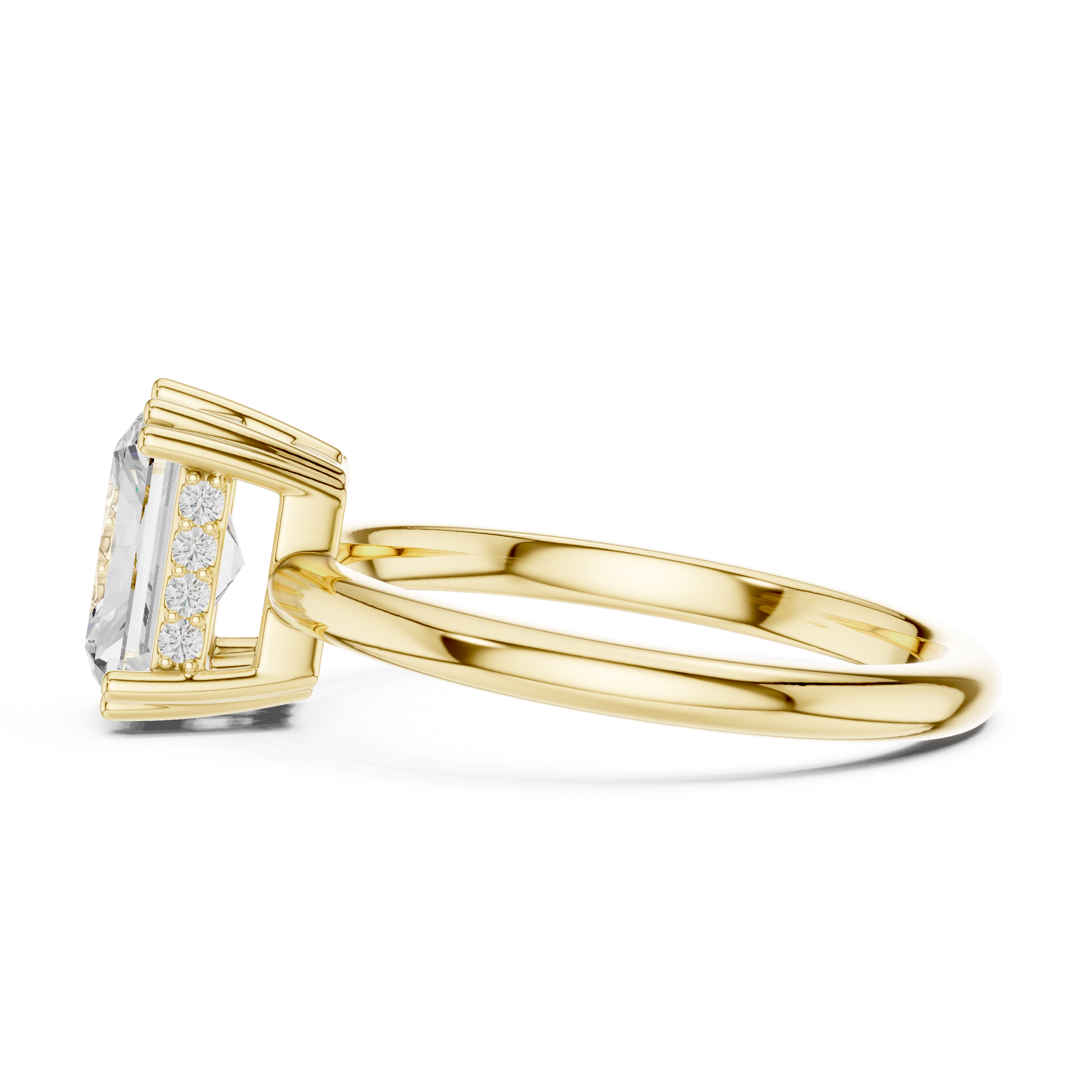 Radiant Cut Solitaire Engagement Ring with Hidden Diamond Gallery
