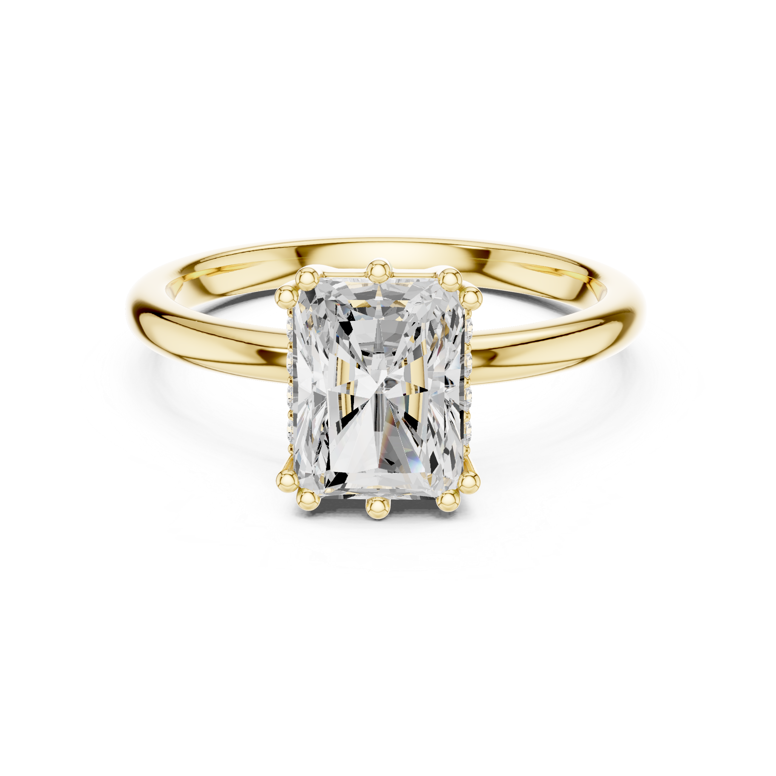 Radiant Cut Solitaire Engagement Ring with Hidden Diamond Gallery