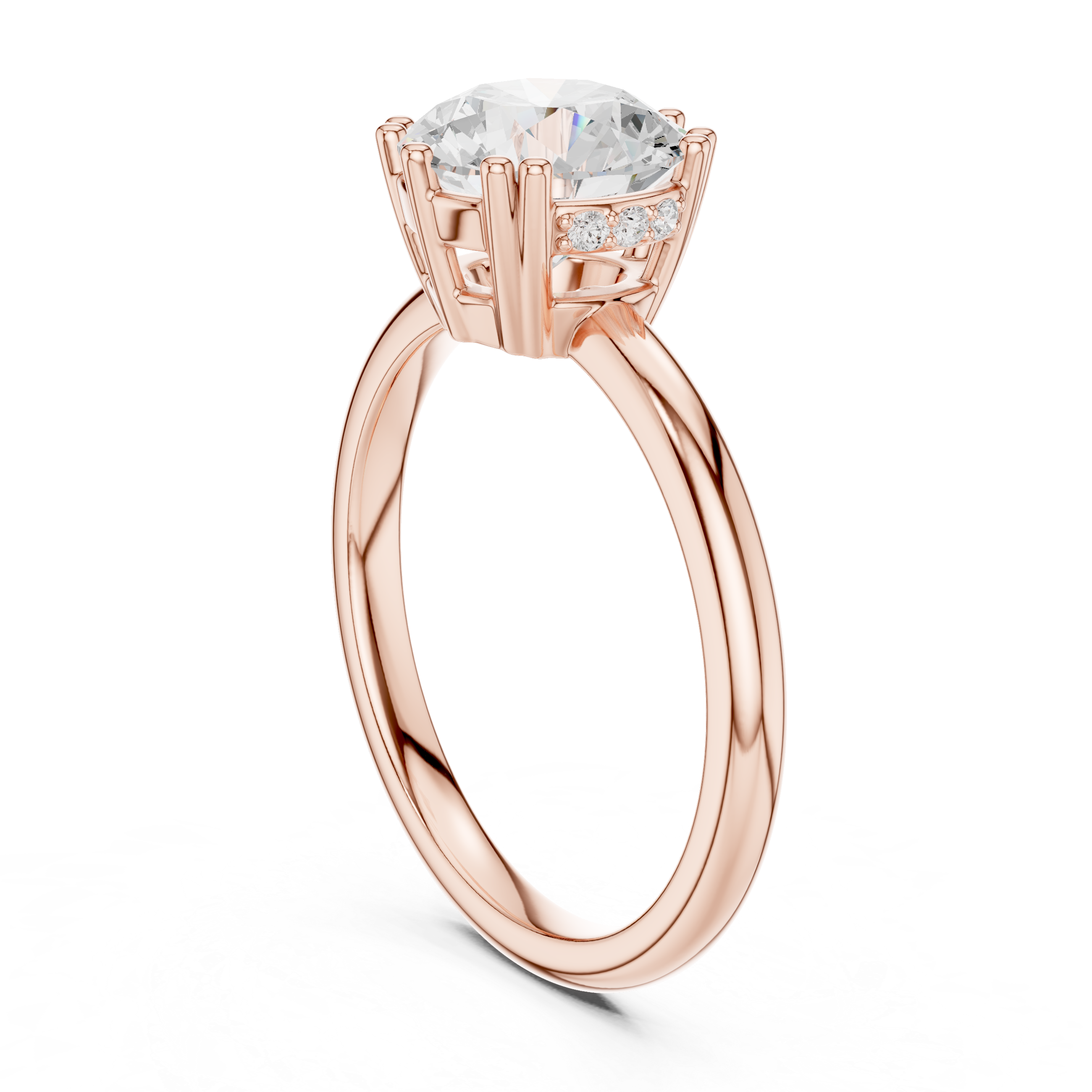 Classic Round Solitaire Engagement Ring with Hidden Halo Basket Setting