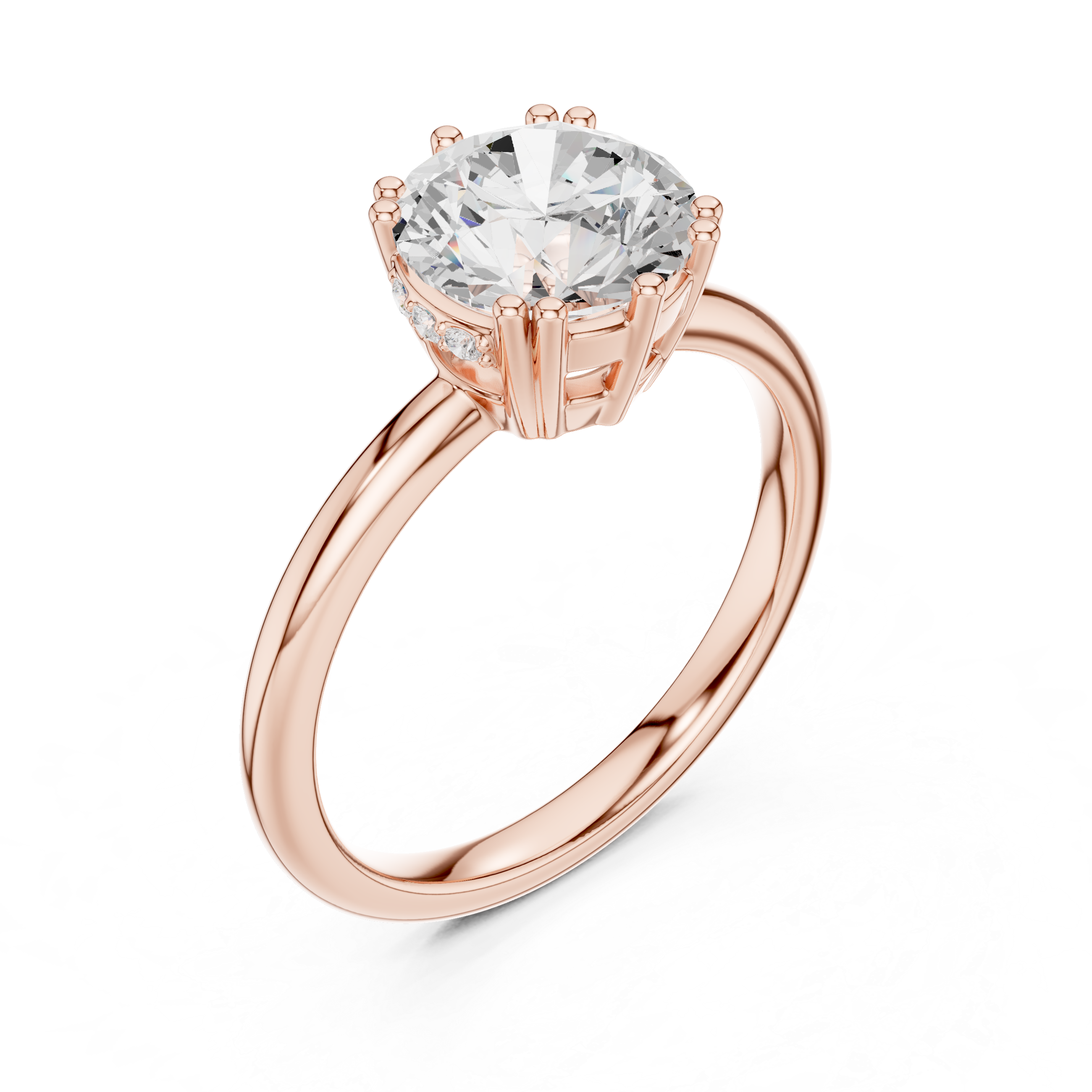 Classic Round Solitaire Engagement Ring with Hidden Halo Basket Setting