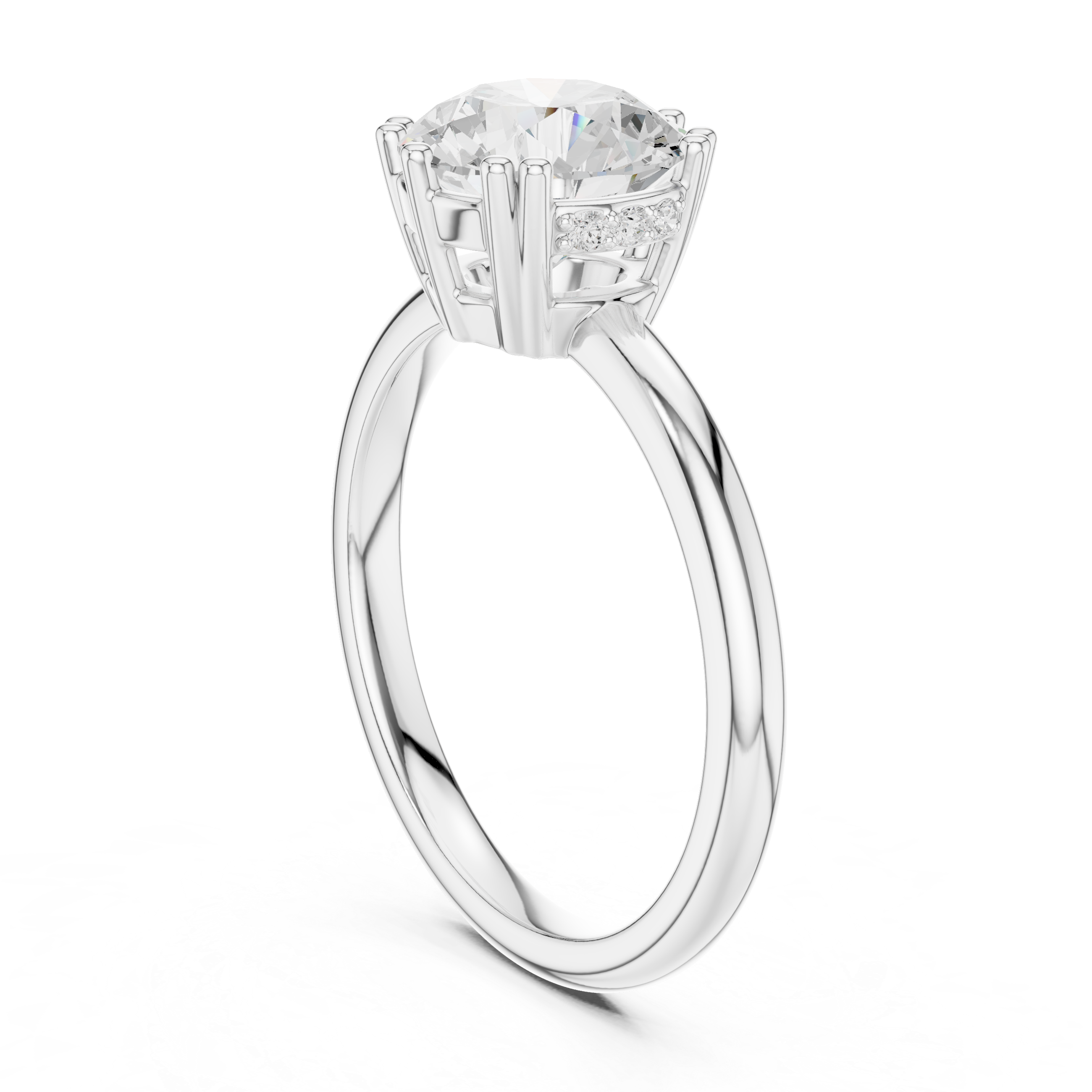 Classic Round Solitaire Engagement Ring with Hidden Halo Basket Setting