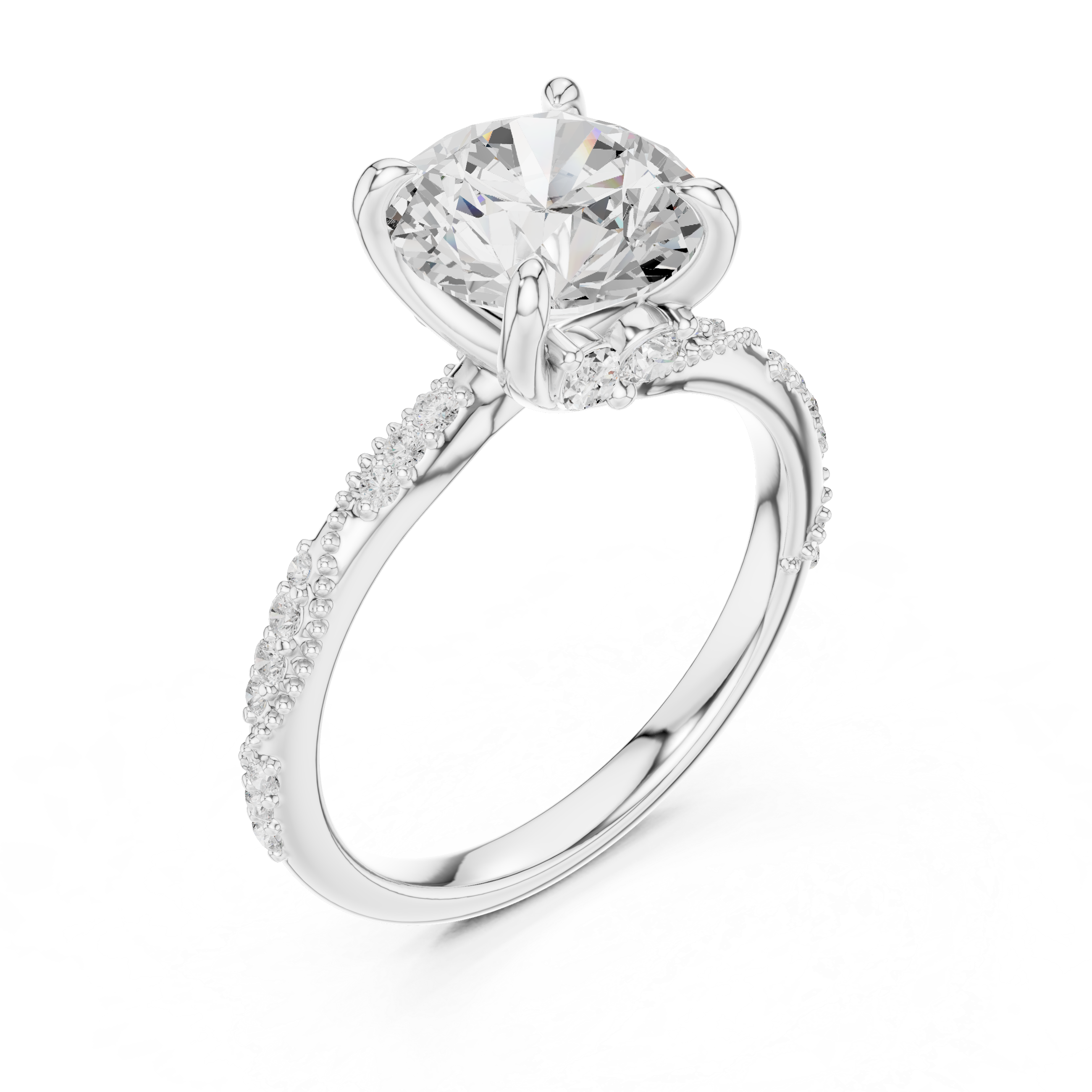 Twisted Pavé Solitaire Engagement Ring with Marquise Accent Gallery