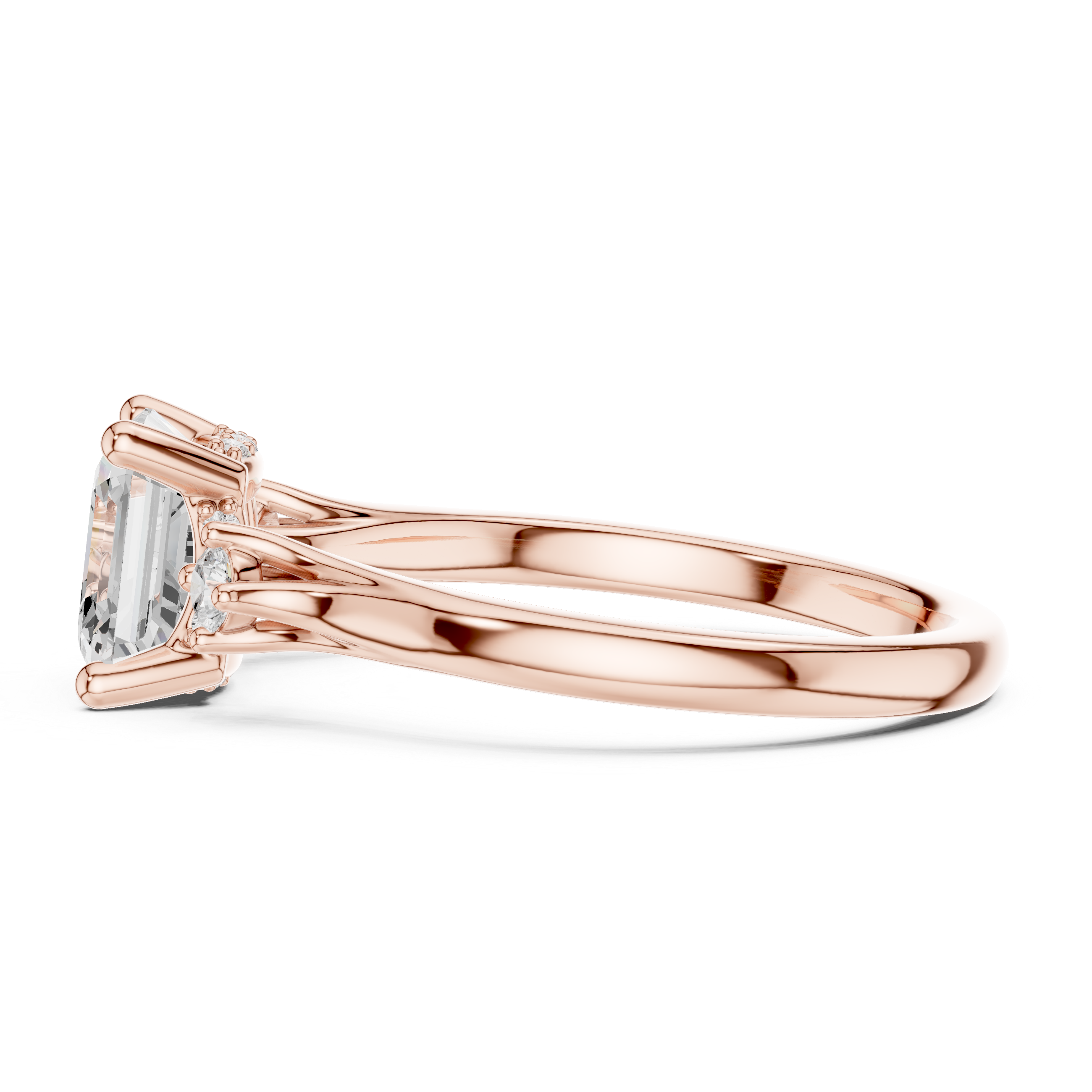 Emerald Cut Three-Stone Engagement Ring with Hidden Diamond Gallery