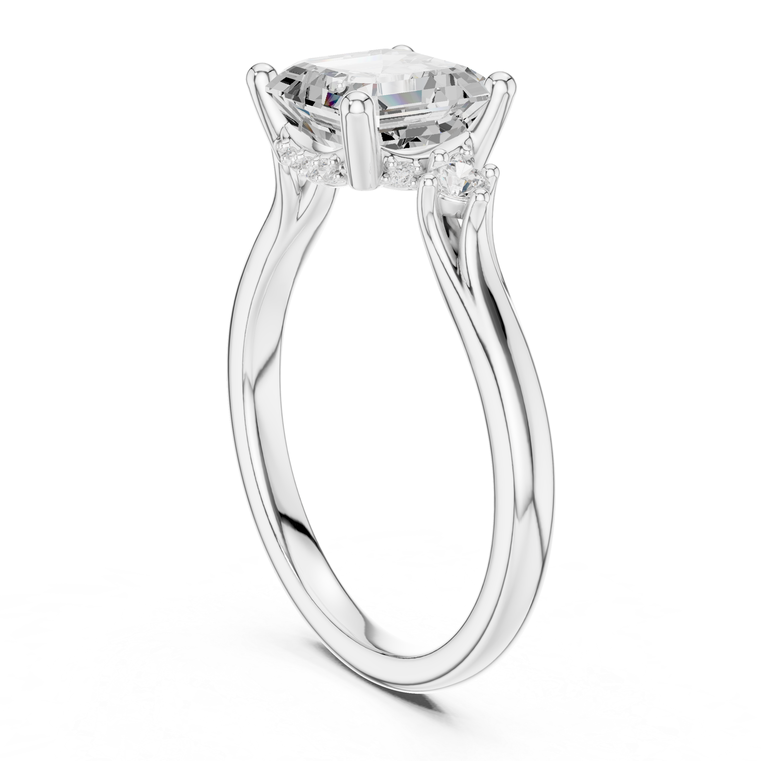 Emerald Cut Three-Stone Engagement Ring with Hidden Diamond Gallery