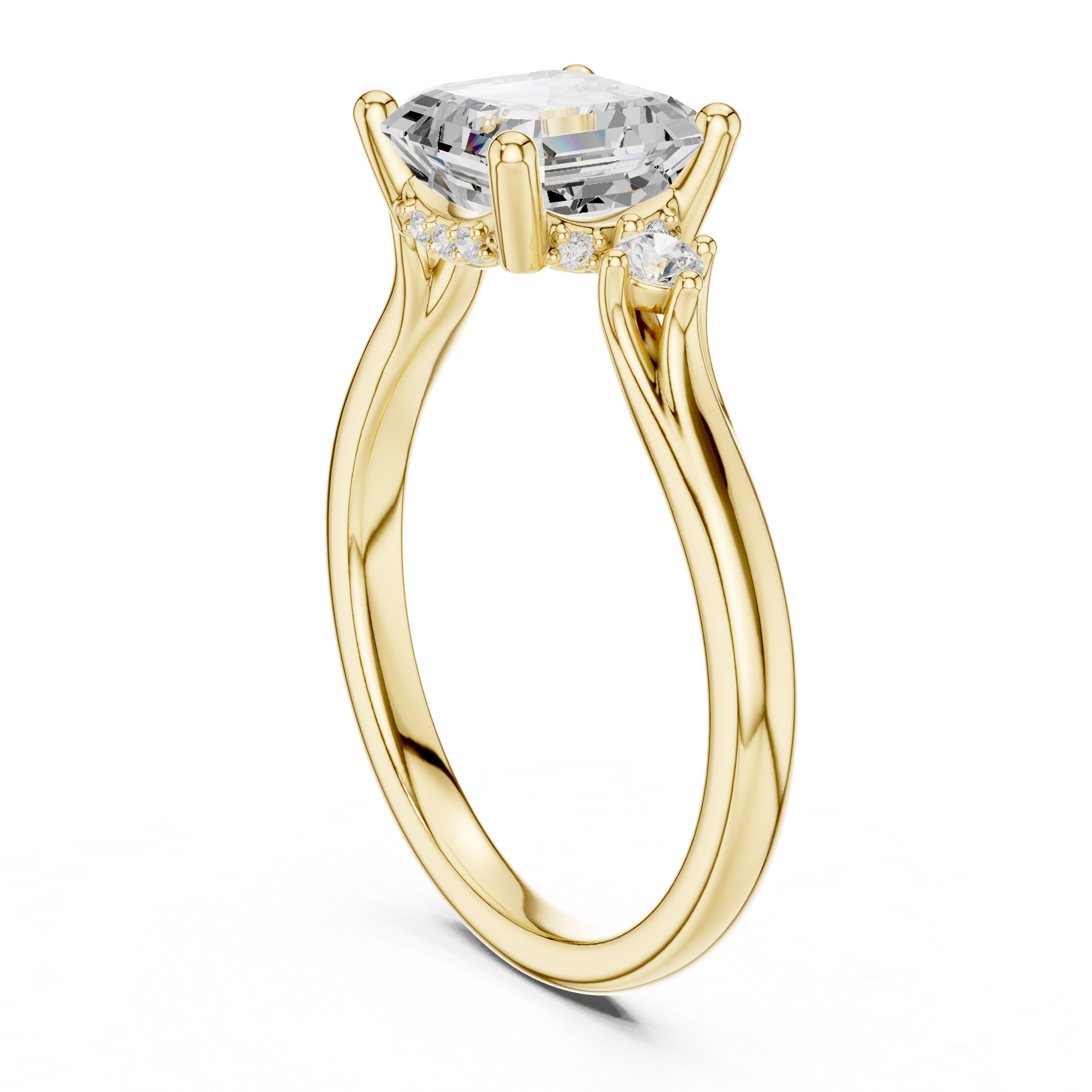 Emerald Cut Three-Stone Engagement Ring with Hidden Diamond Gallery