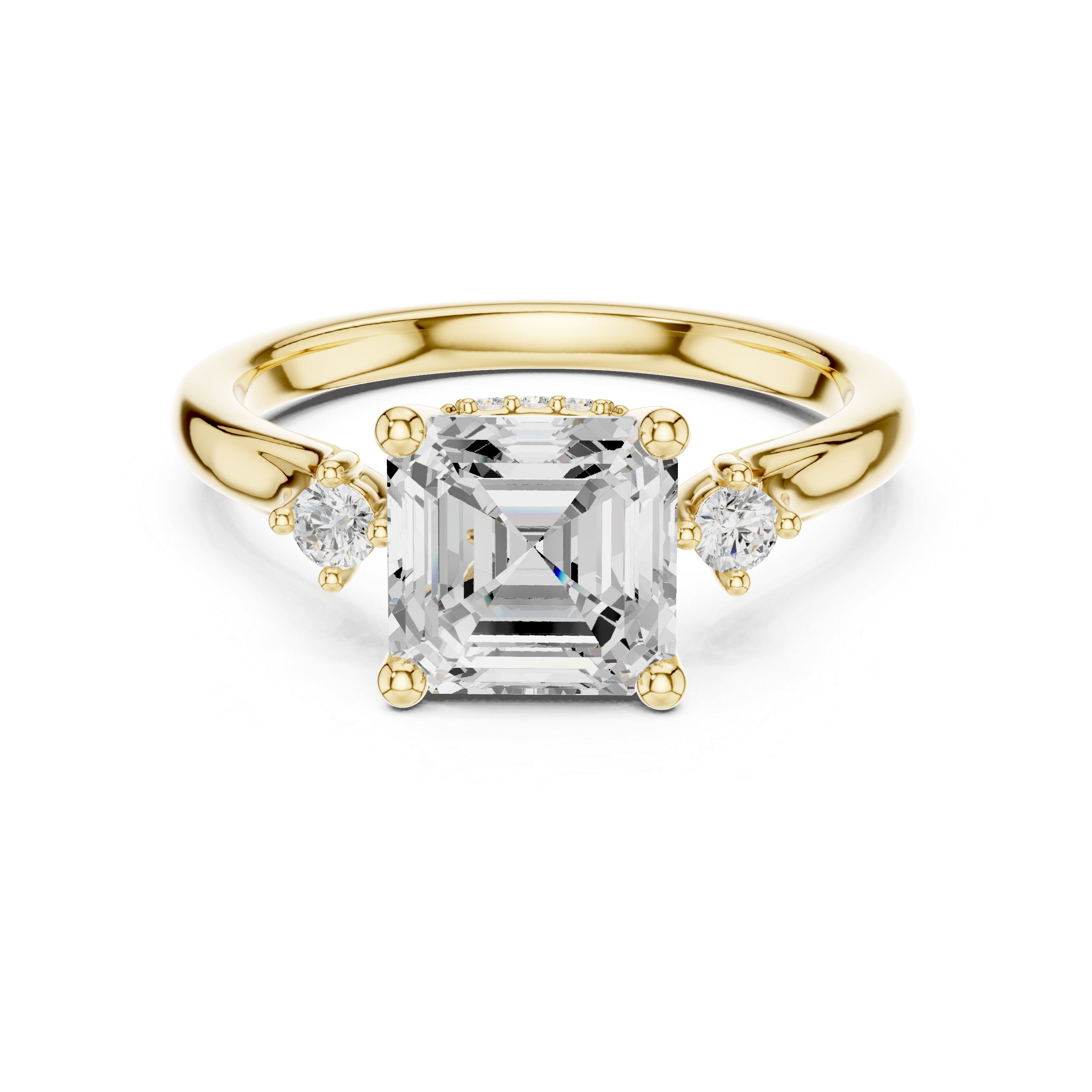 Emerald Cut Three-Stone Engagement Ring with Hidden Diamond Gallery