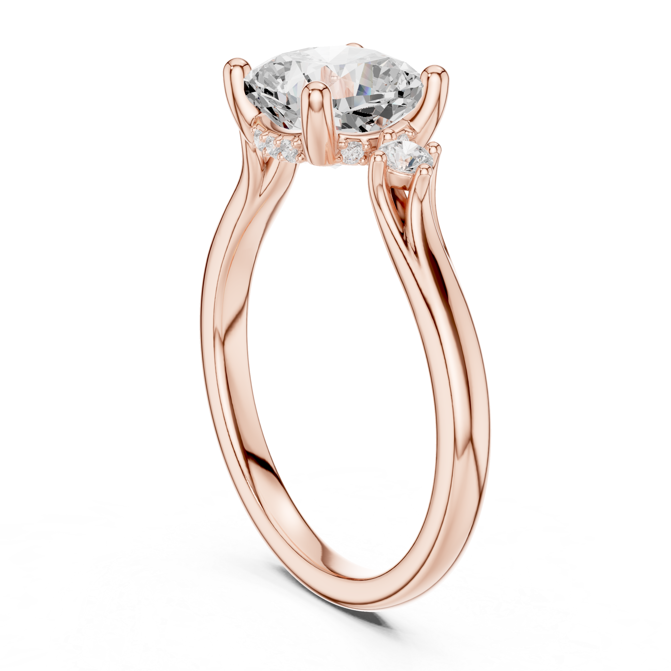 Cushion Cut Three-Stone Engagement Ring with Hidden Accent Diamonds