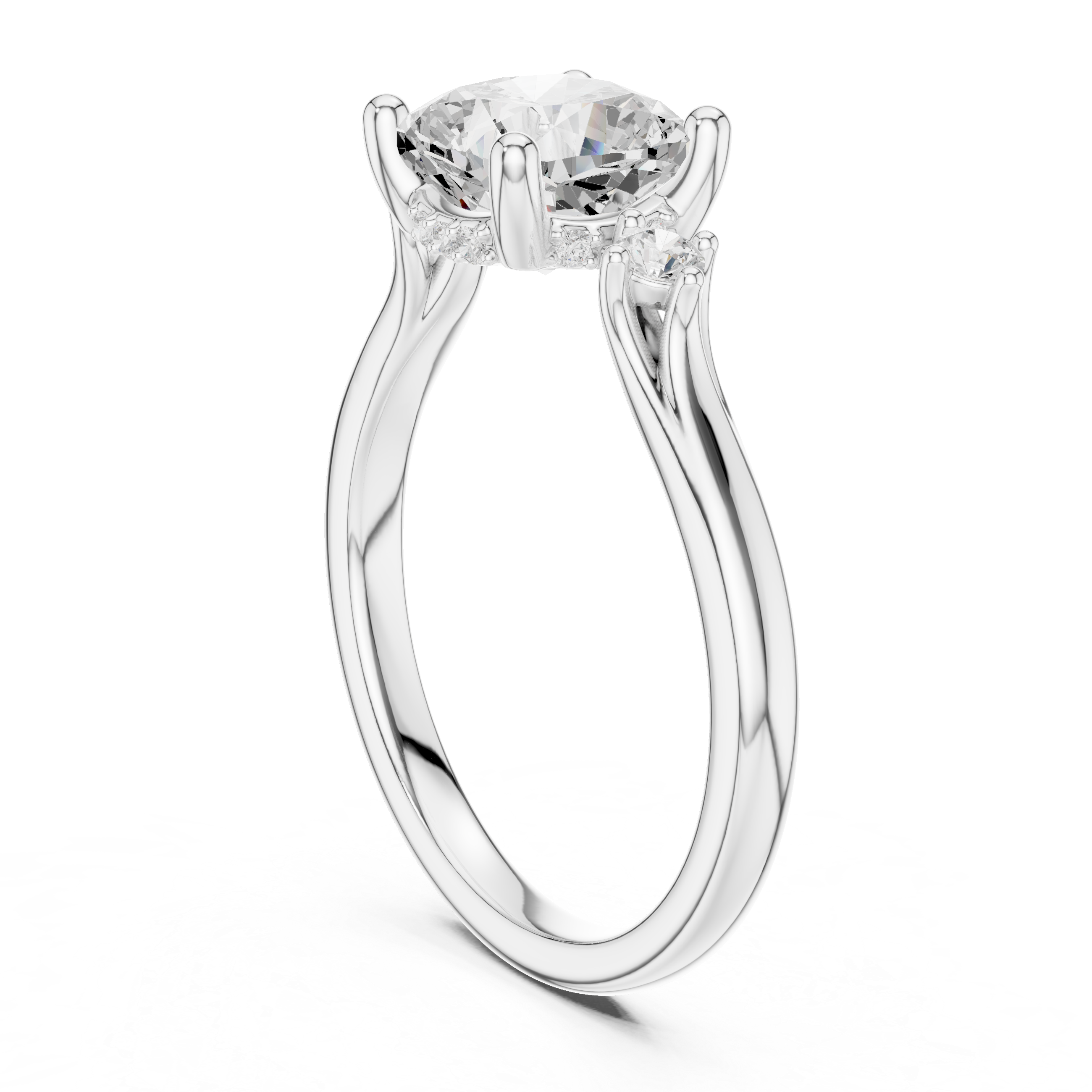 Cushion Cut Three-Stone Engagement Ring with Hidden Accent Diamonds