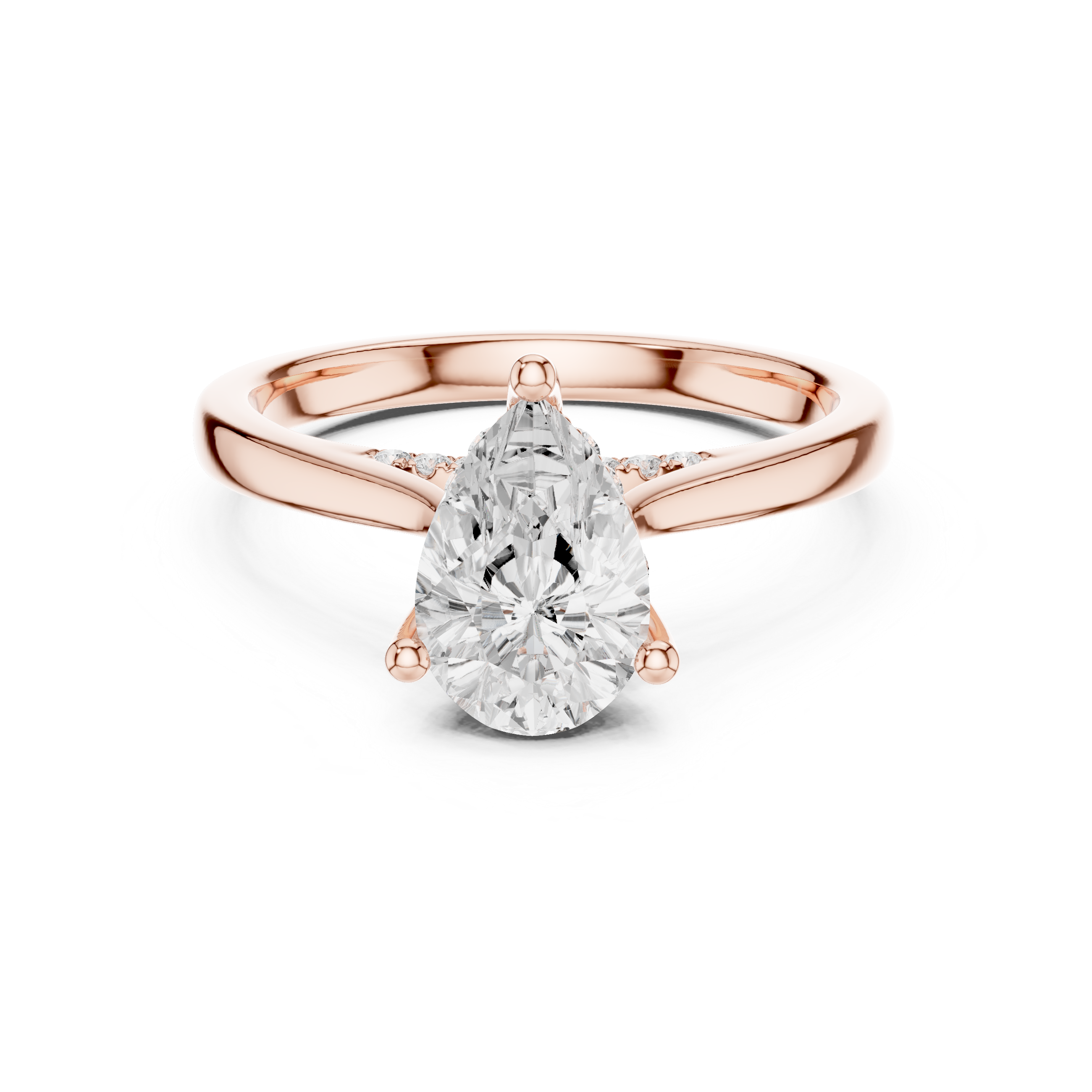 Pear Cut Solitaire Engagement Ring with Hidden Halo Accent Diamonds