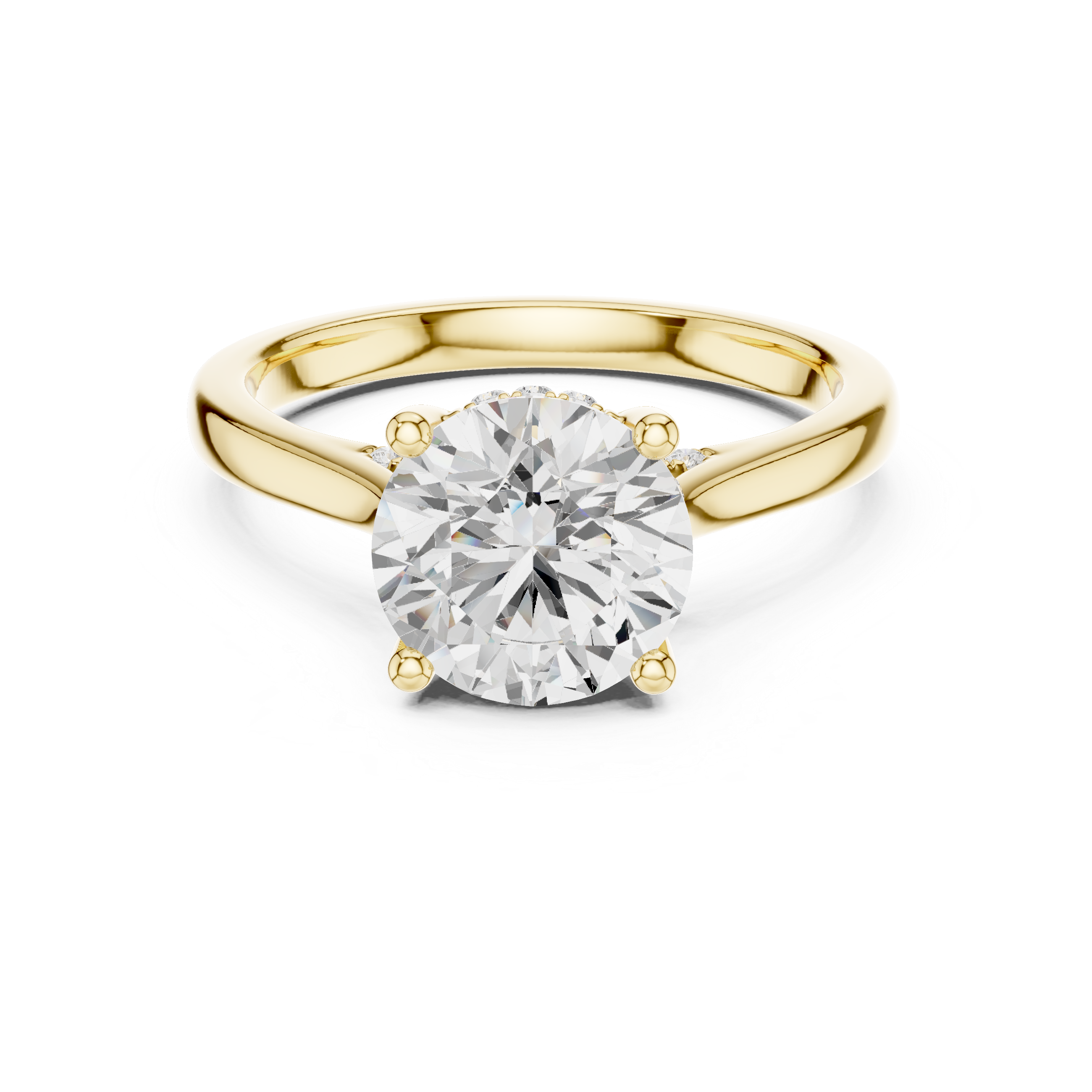 Round Cut Solitaire Engagement Ring with Hidden Diamond Halo