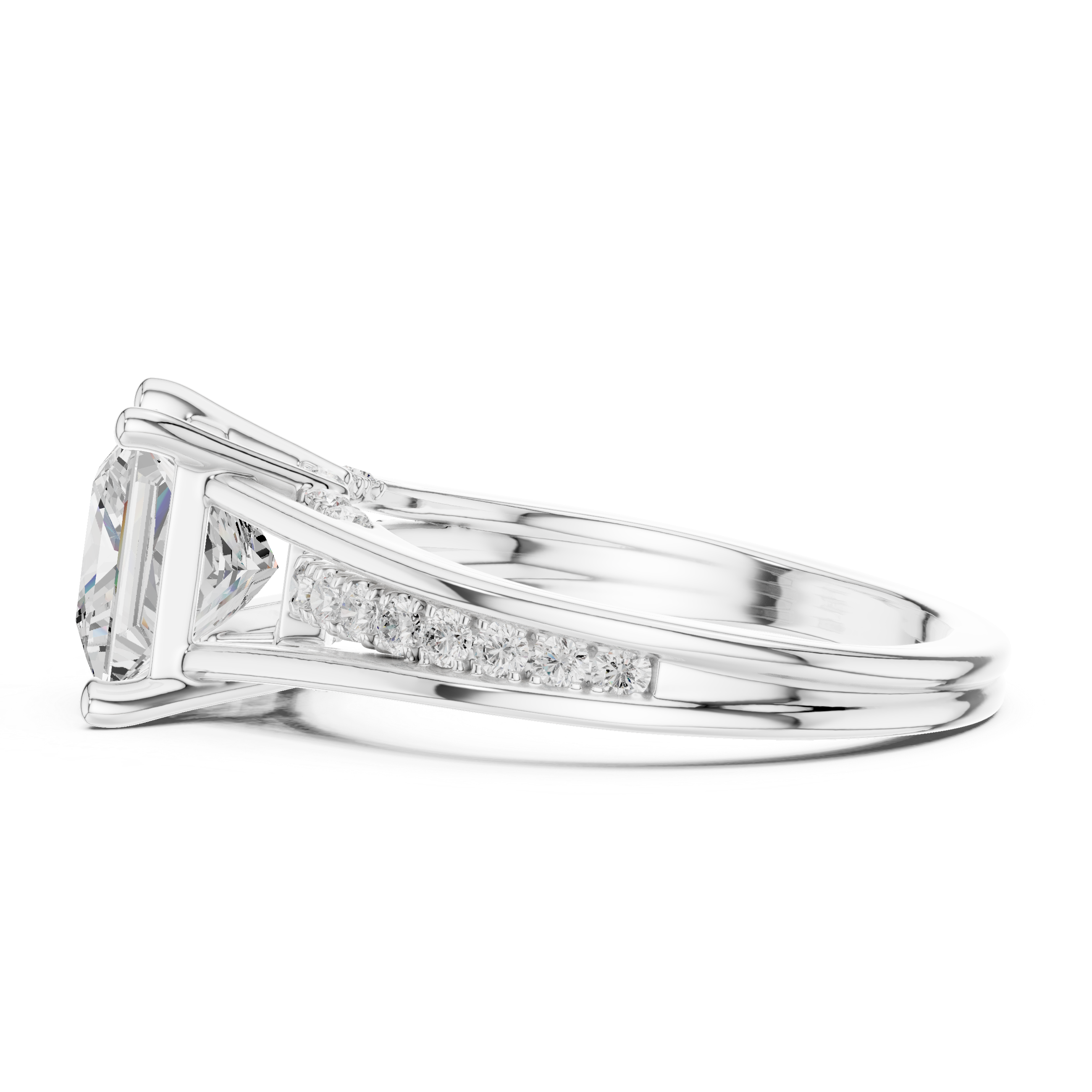Princess Cut Split Shank Engagement Ring with Hidden Diamond Gallery