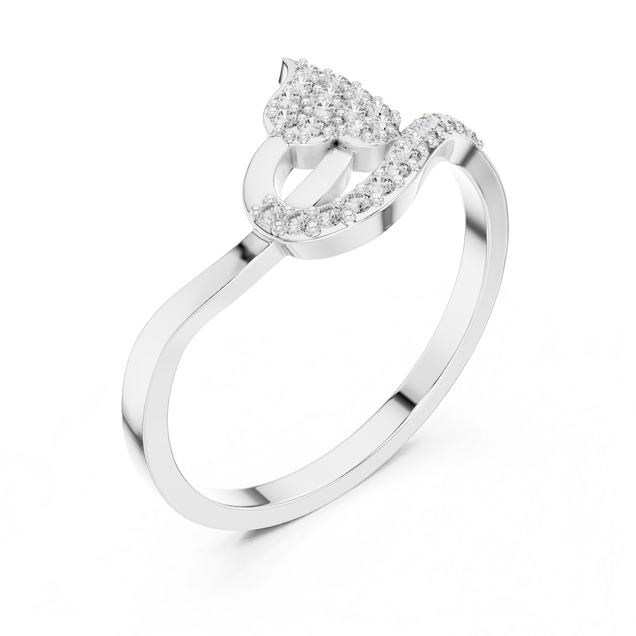 Diamond Leaf Swirl Ring – Nature Inspired Pavé Statement Ring