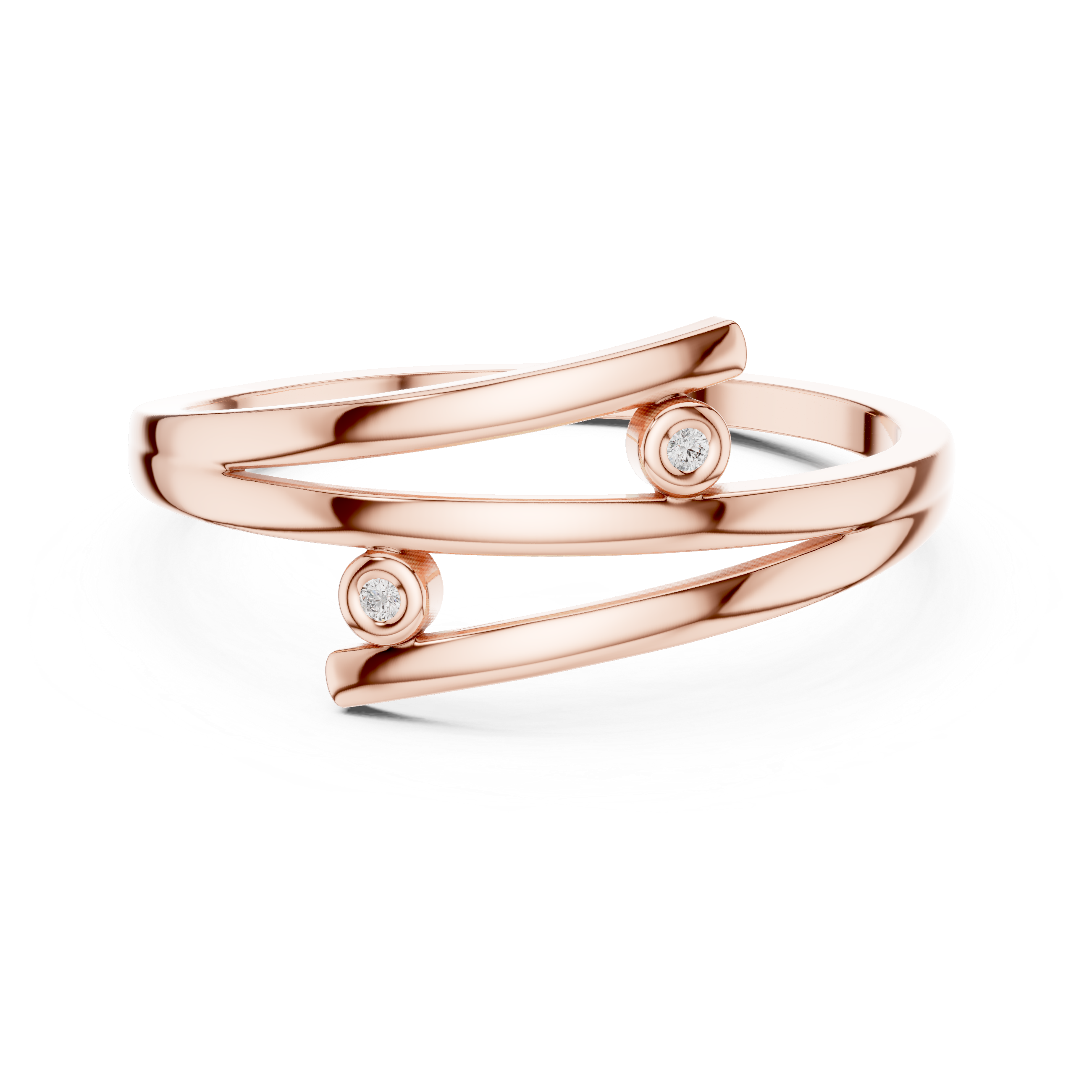Modern Wrap Diamond Ring – Open Crossover Bezel Set Ring