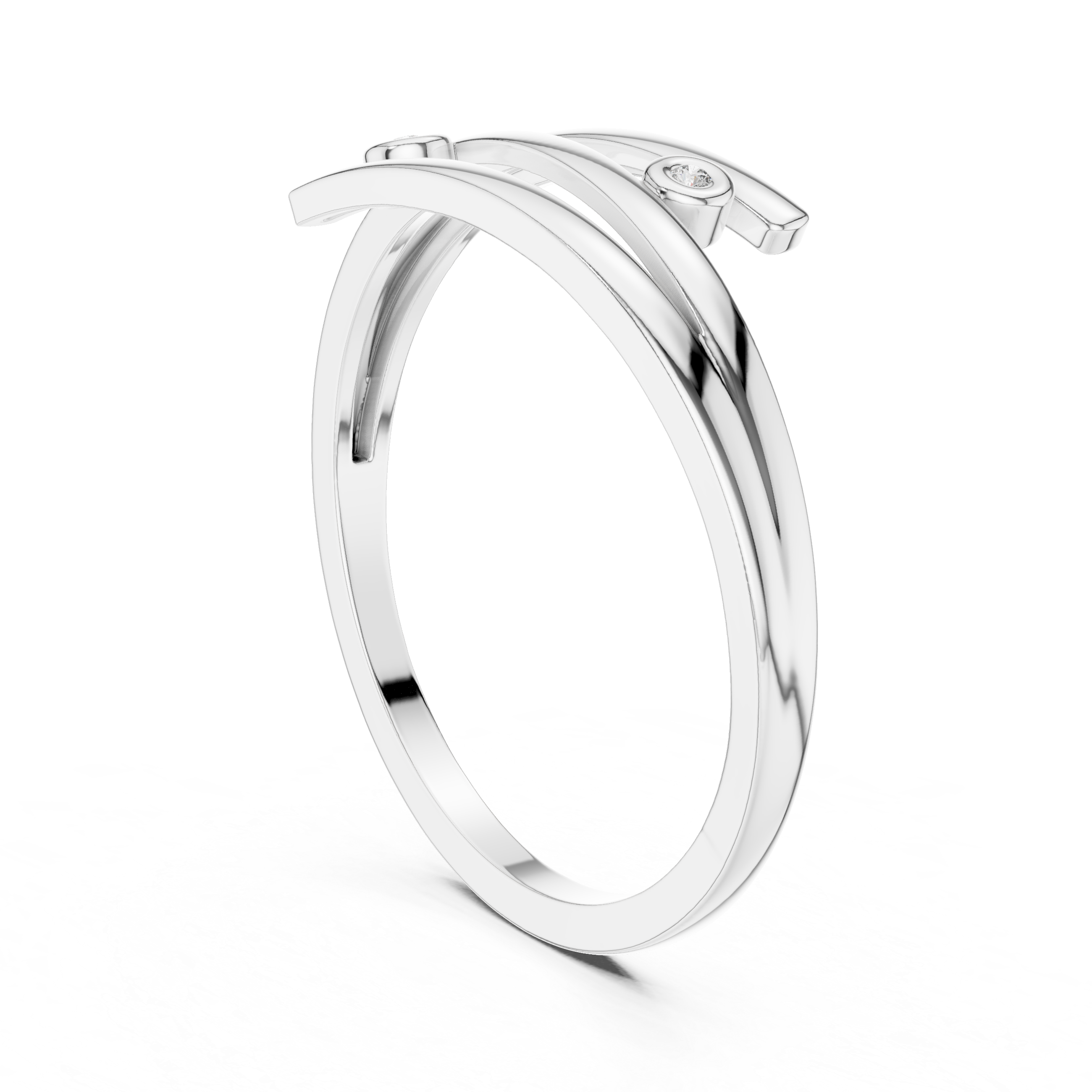 Modern Wrap Diamond Ring – Open Crossover Bezel Set Ring
