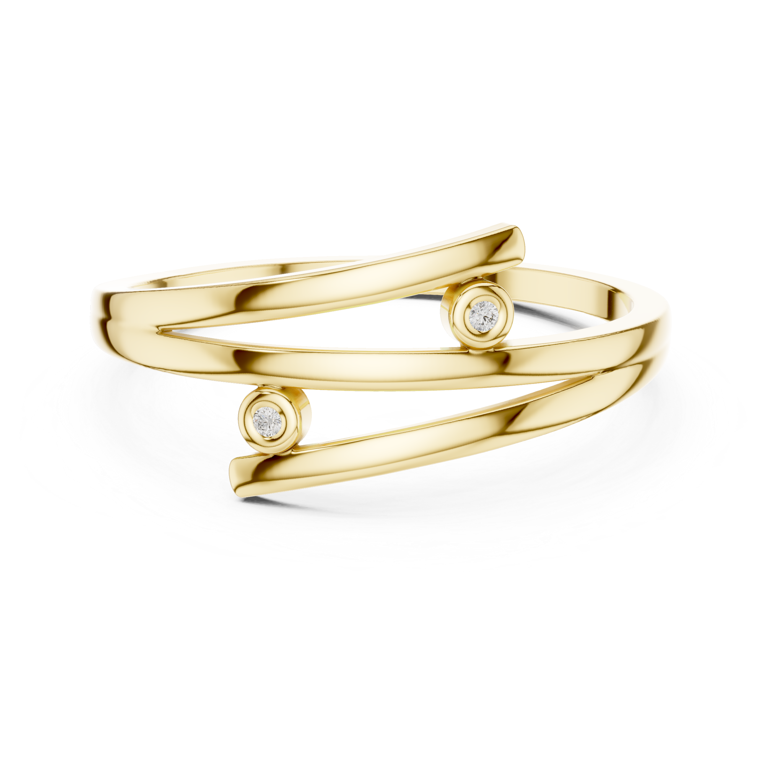 Modern Wrap Diamond Ring – Open Crossover Bezel Set Ring