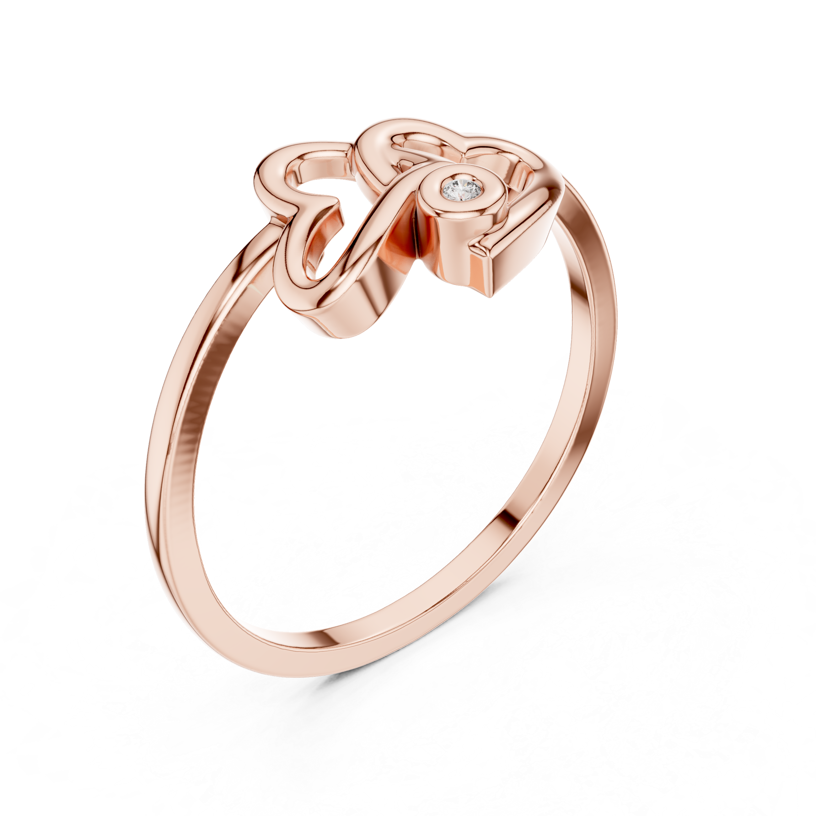 Interlocking Double Heart Diamond Ring – Minimalist Love Promise Ring