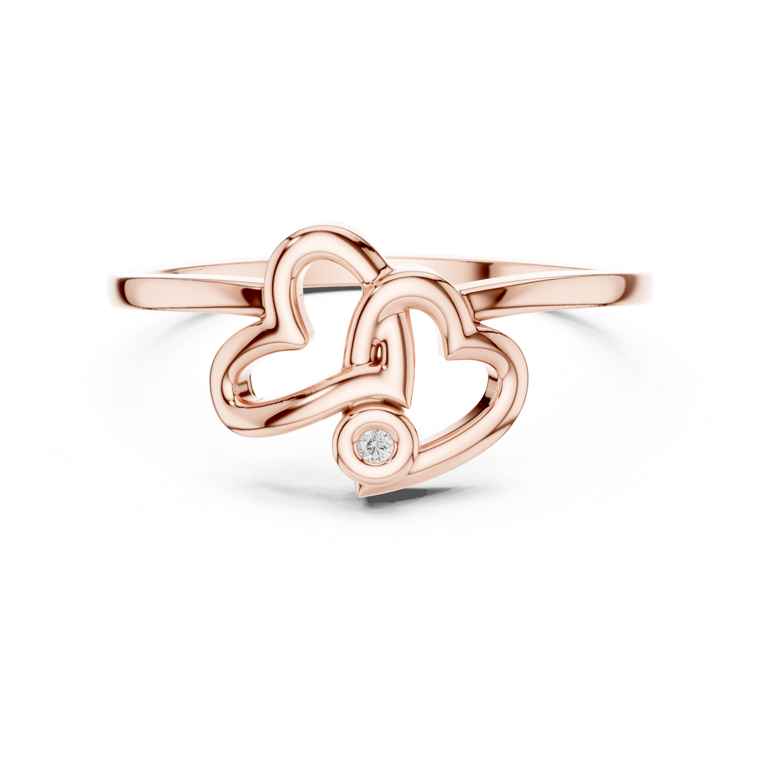 Interlocking Double Heart Diamond Ring – Minimalist Love Promise Ring